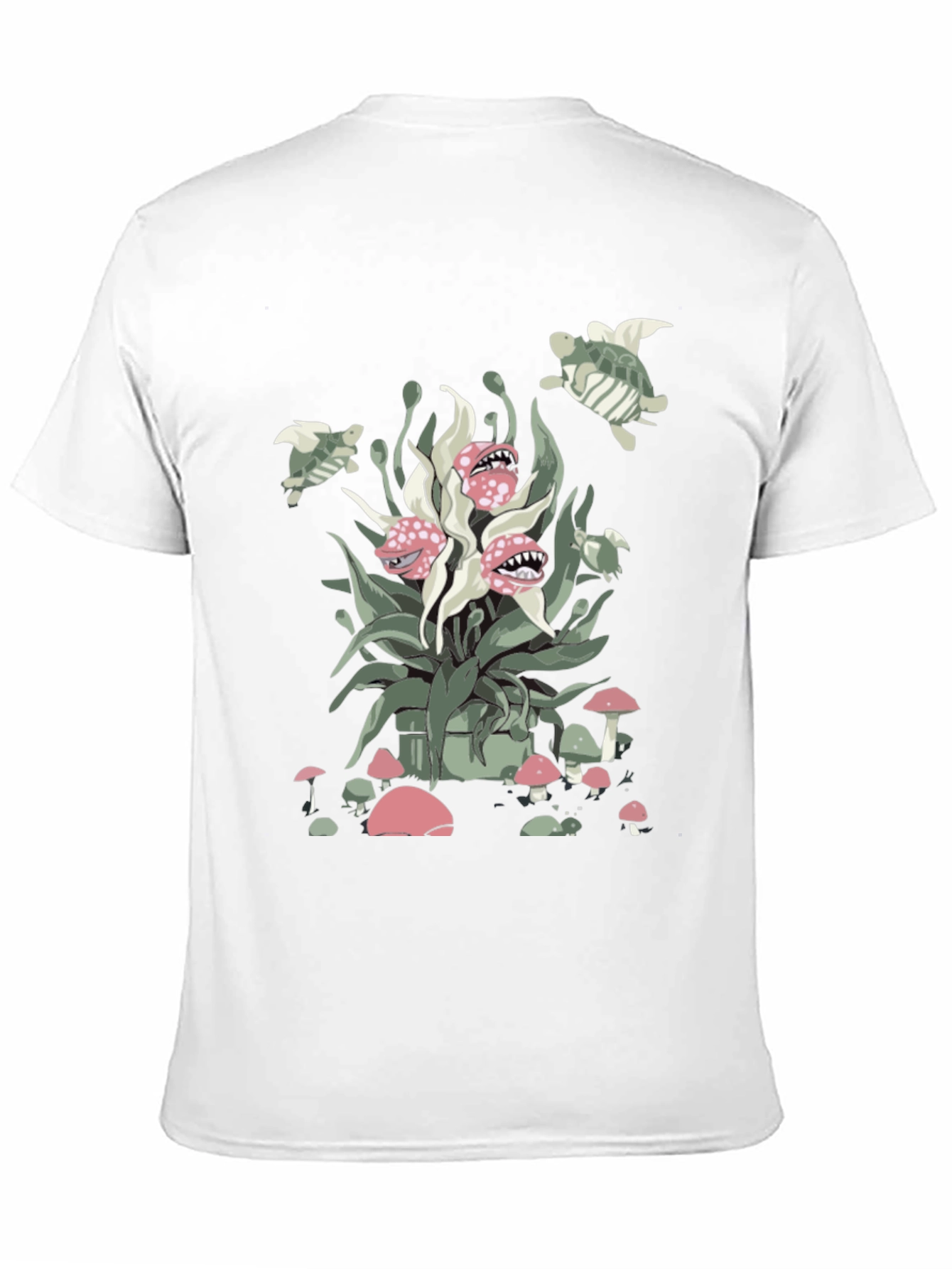 Whimsical Plant & Turtle Graphic Tee