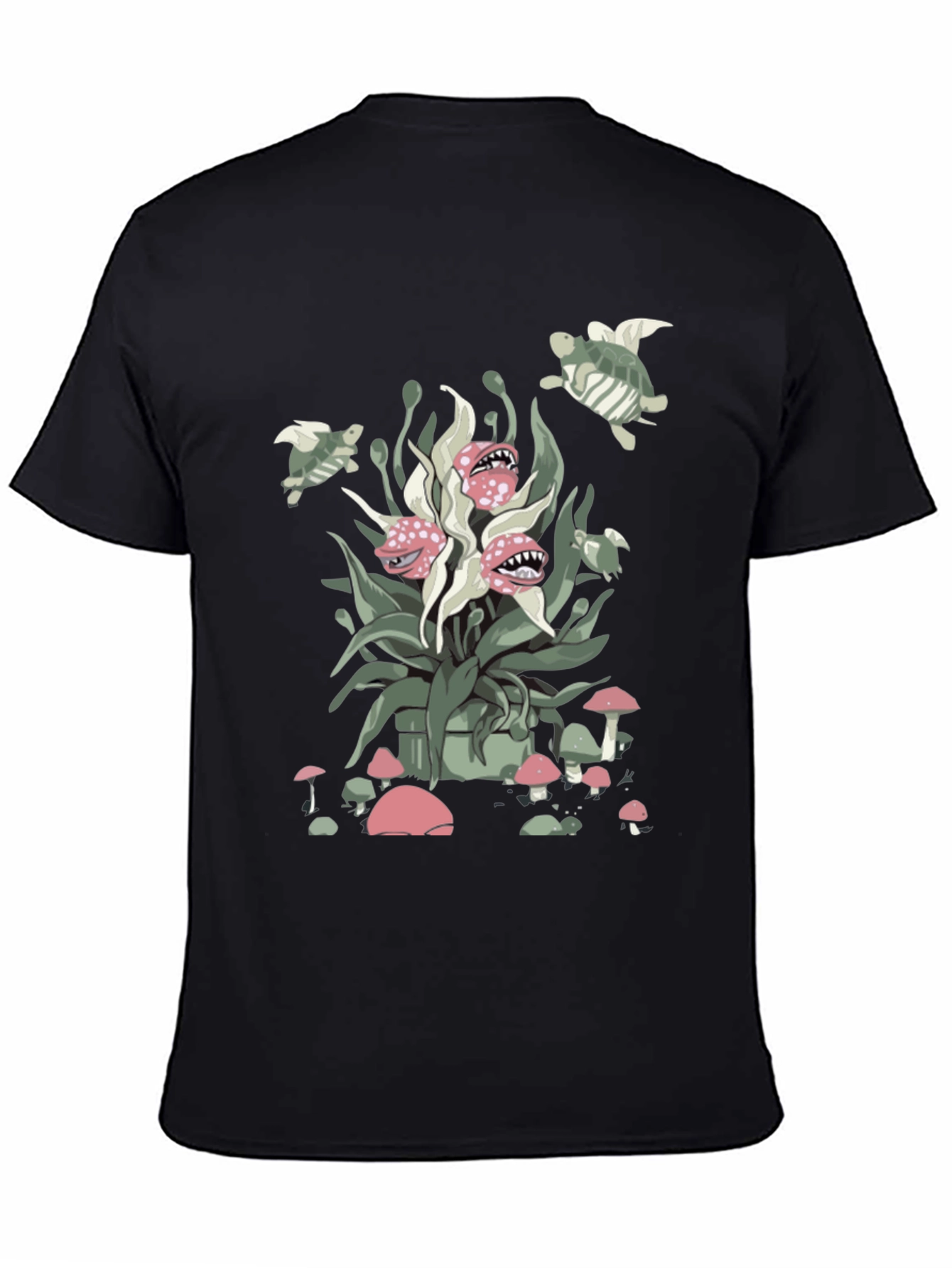 Whimsical Plant & Turtle Graphic Tee