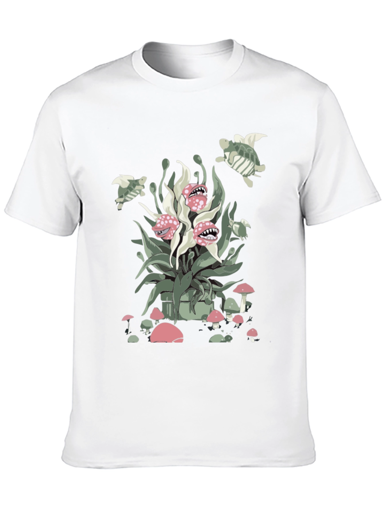 Whimsical Plant & Turtle Graphic Tee