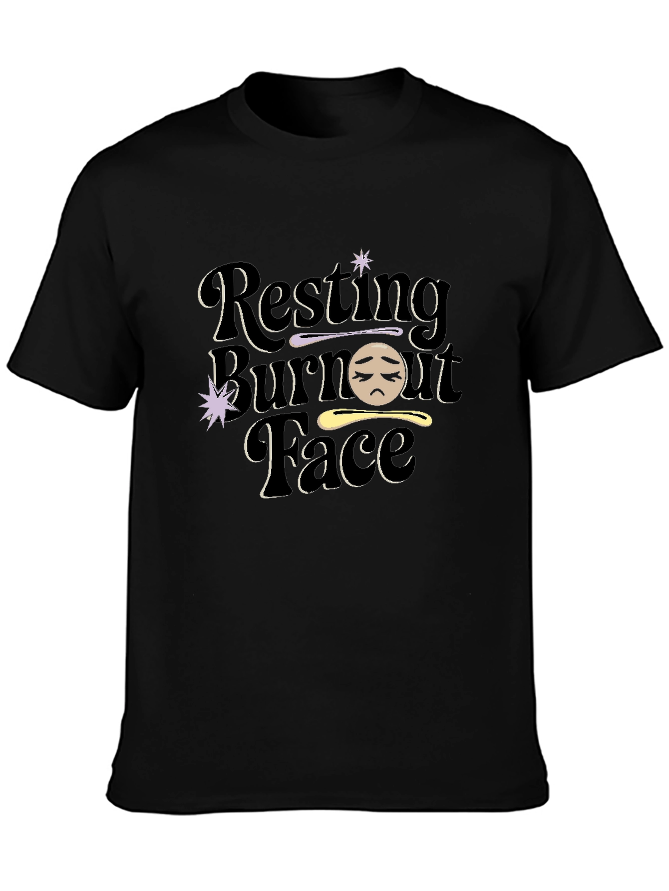 Resting Burnout Face Graphic Tee - Black