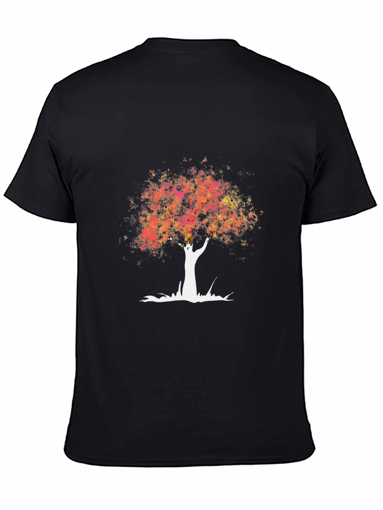 Abstract Tree Graphic Tee - Black Cotton T-Shirt