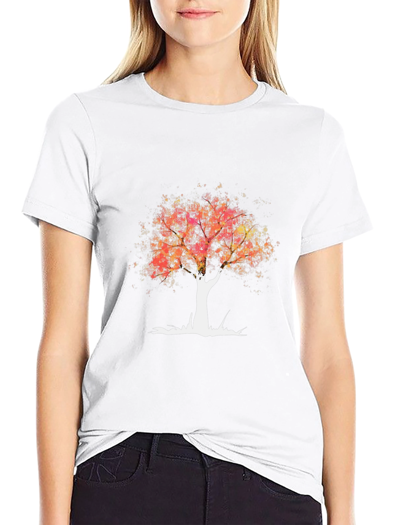 Abstract Tree Graphic Tee - Black Cotton T-Shirt