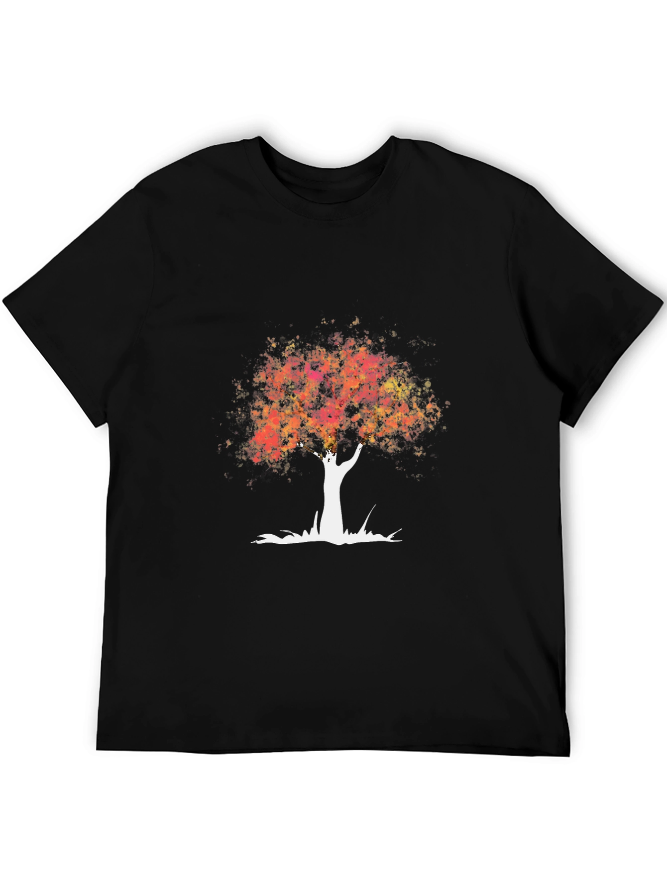 Abstract Tree Graphic Tee - Black Cotton T-Shirt