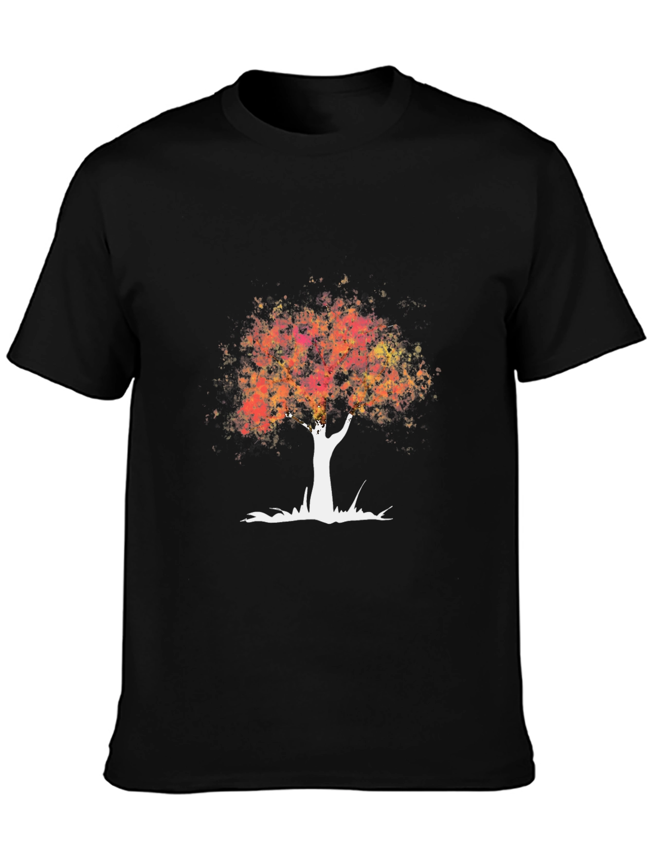 Abstract Tree Graphic Tee - Black Cotton T-Shirt