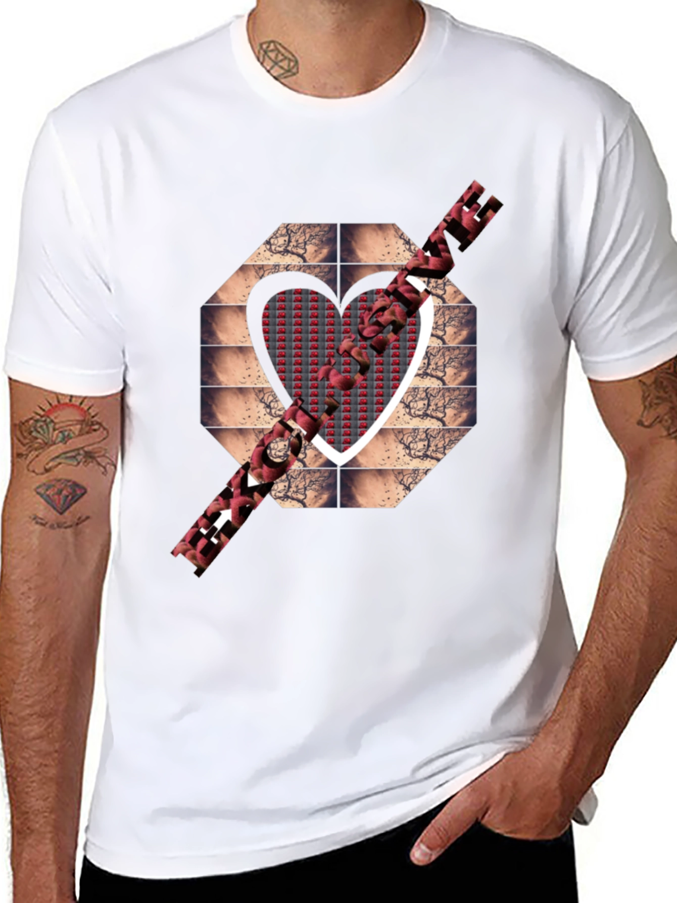 Heart Design Black T-Shirt