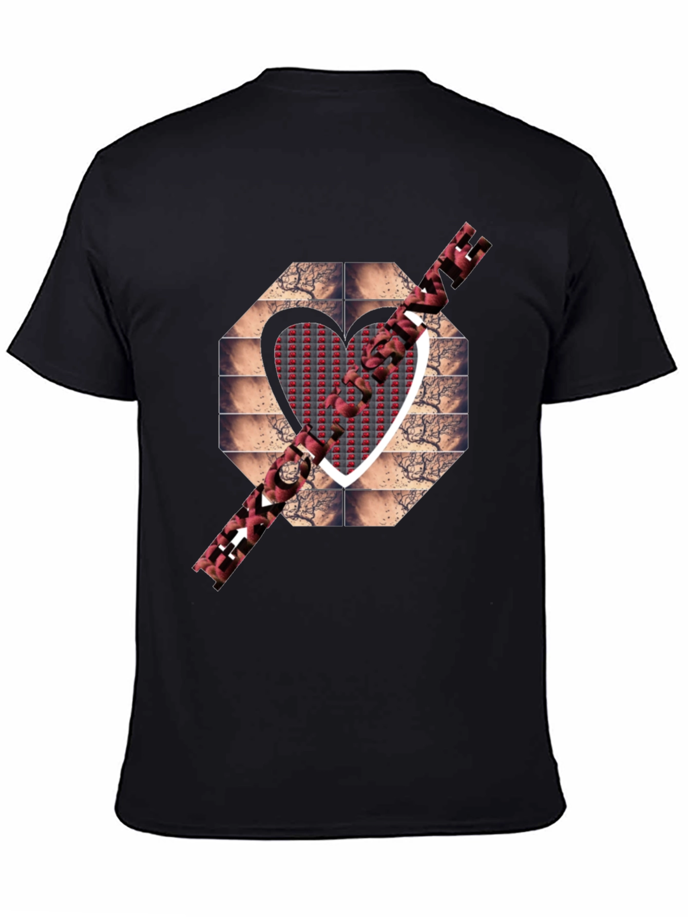 Heart Design Black T-Shirt
