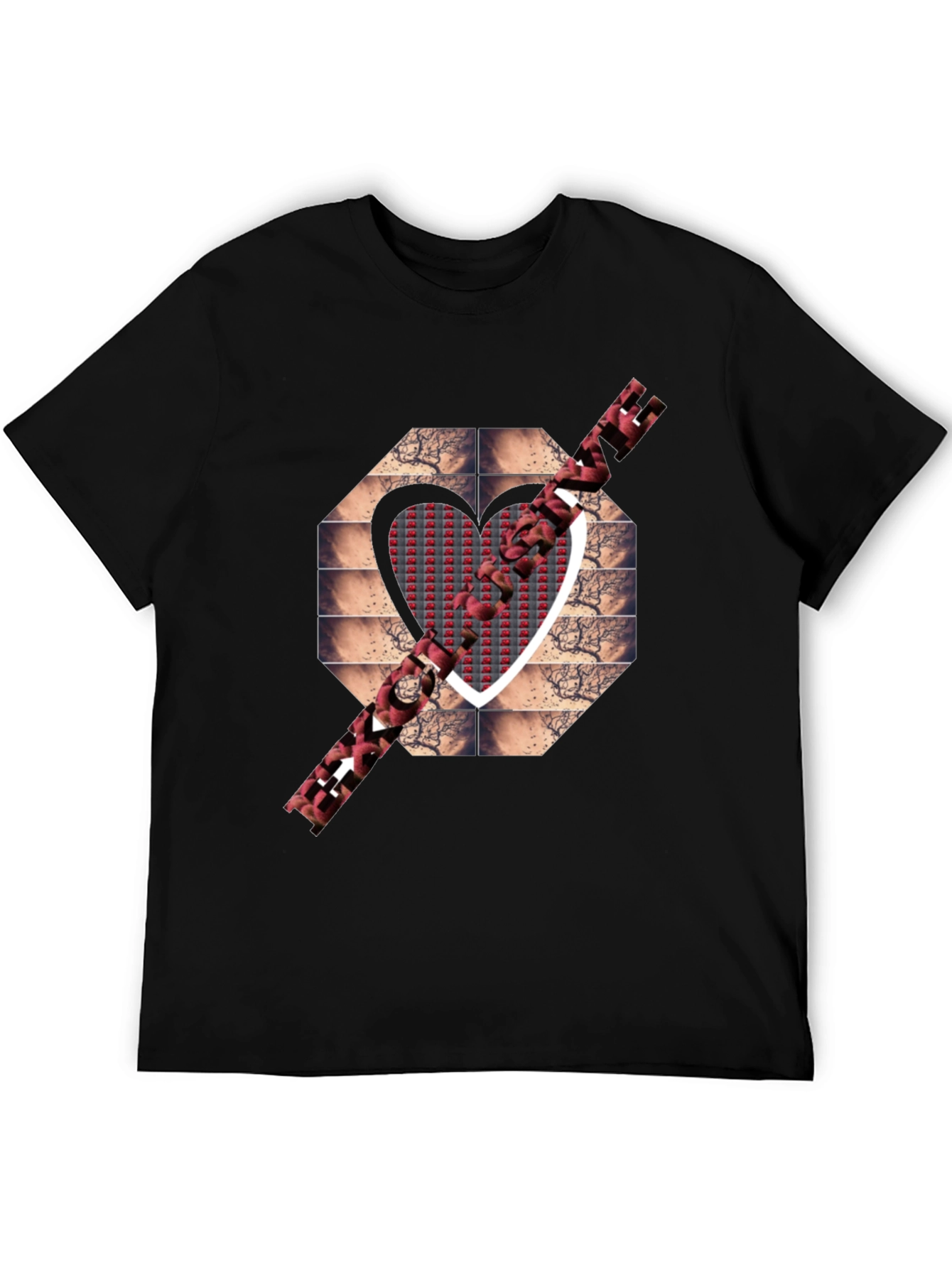 Heart Design Black T-Shirt