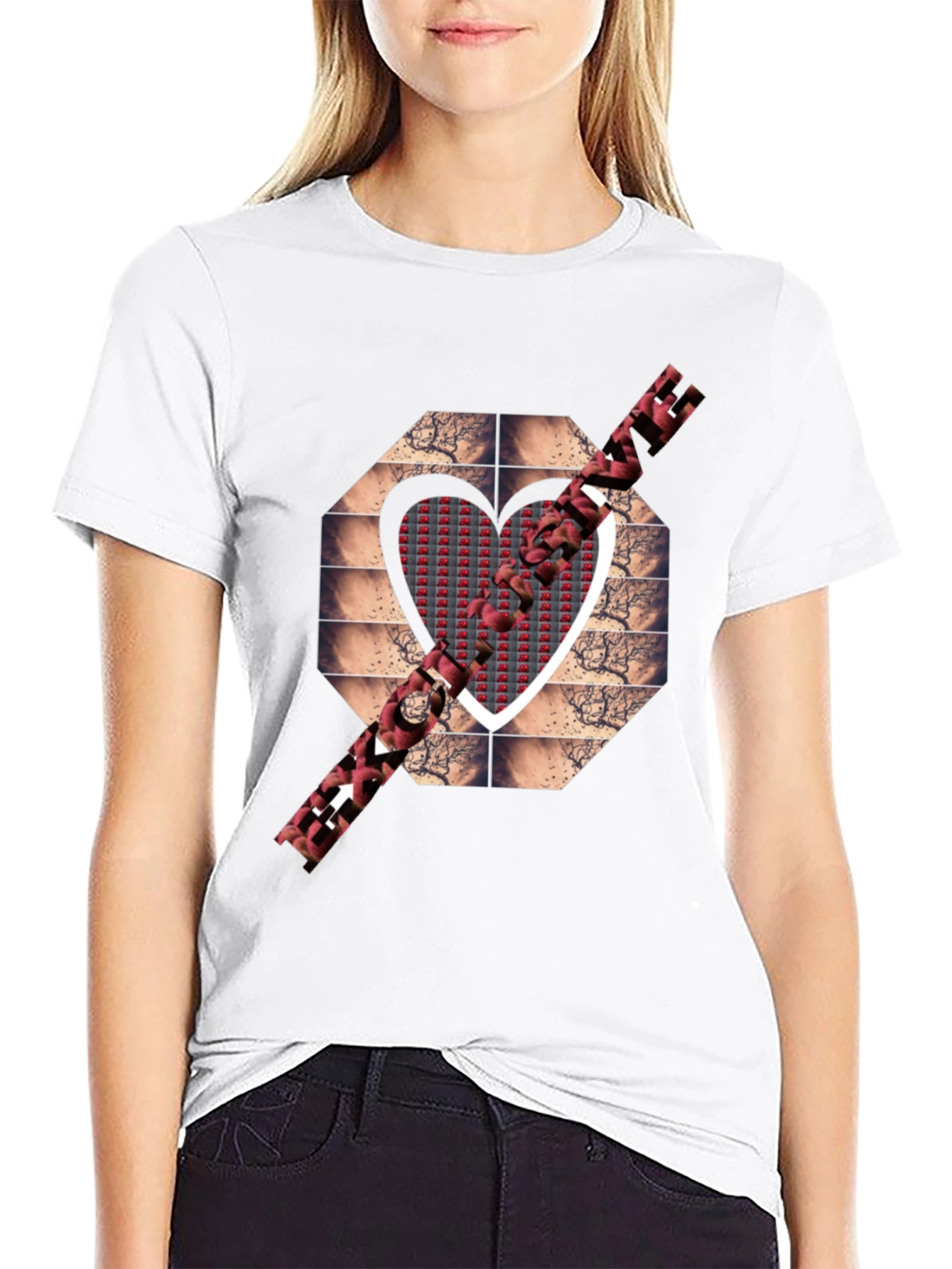 Heart Design Black T-Shirt