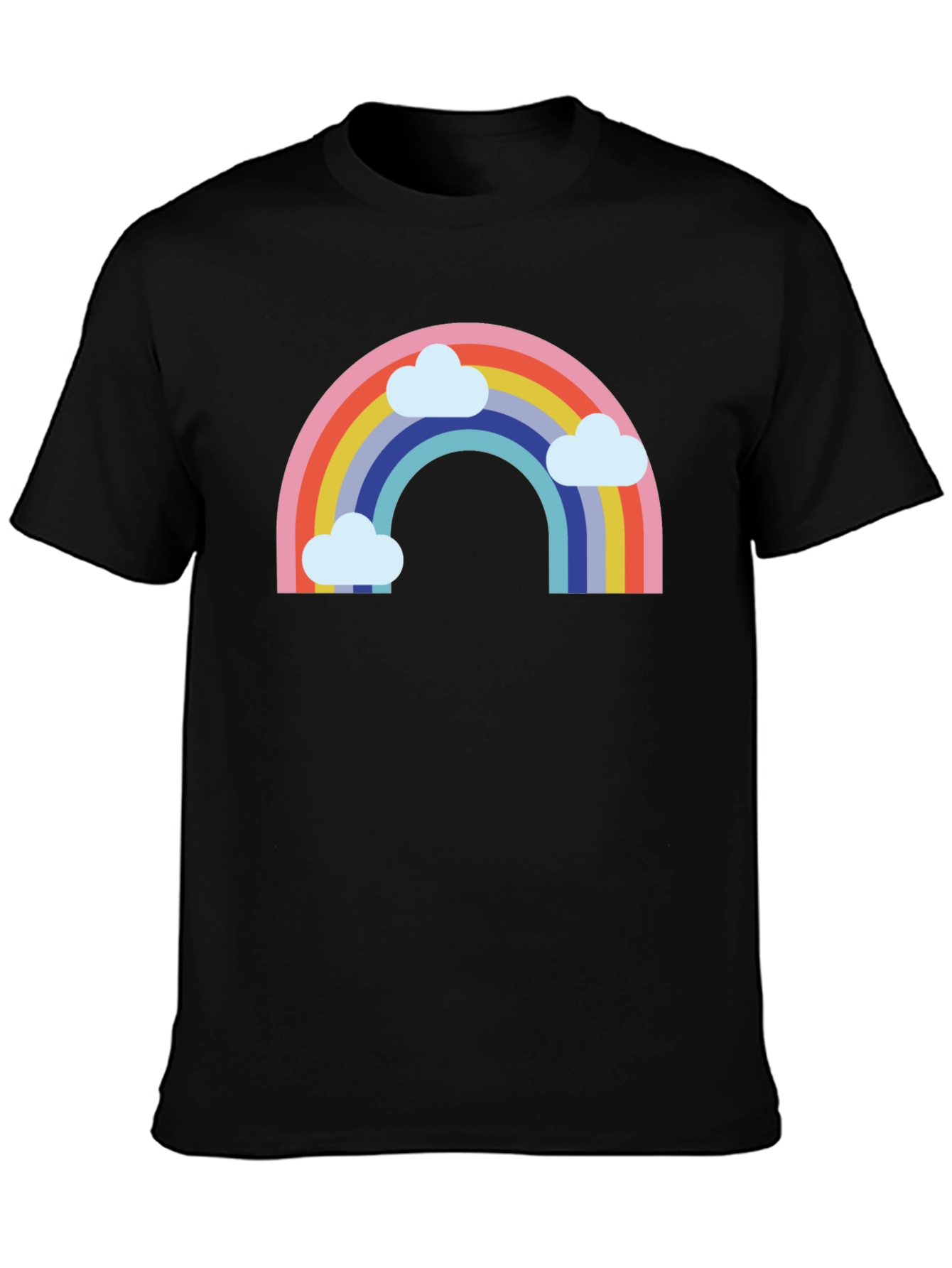Rainbow & Clouds Graphic Tee - Black T-Shirt
