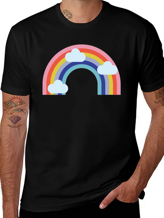 Rainbow & Clouds Graphic Tee - Black T-Shirt