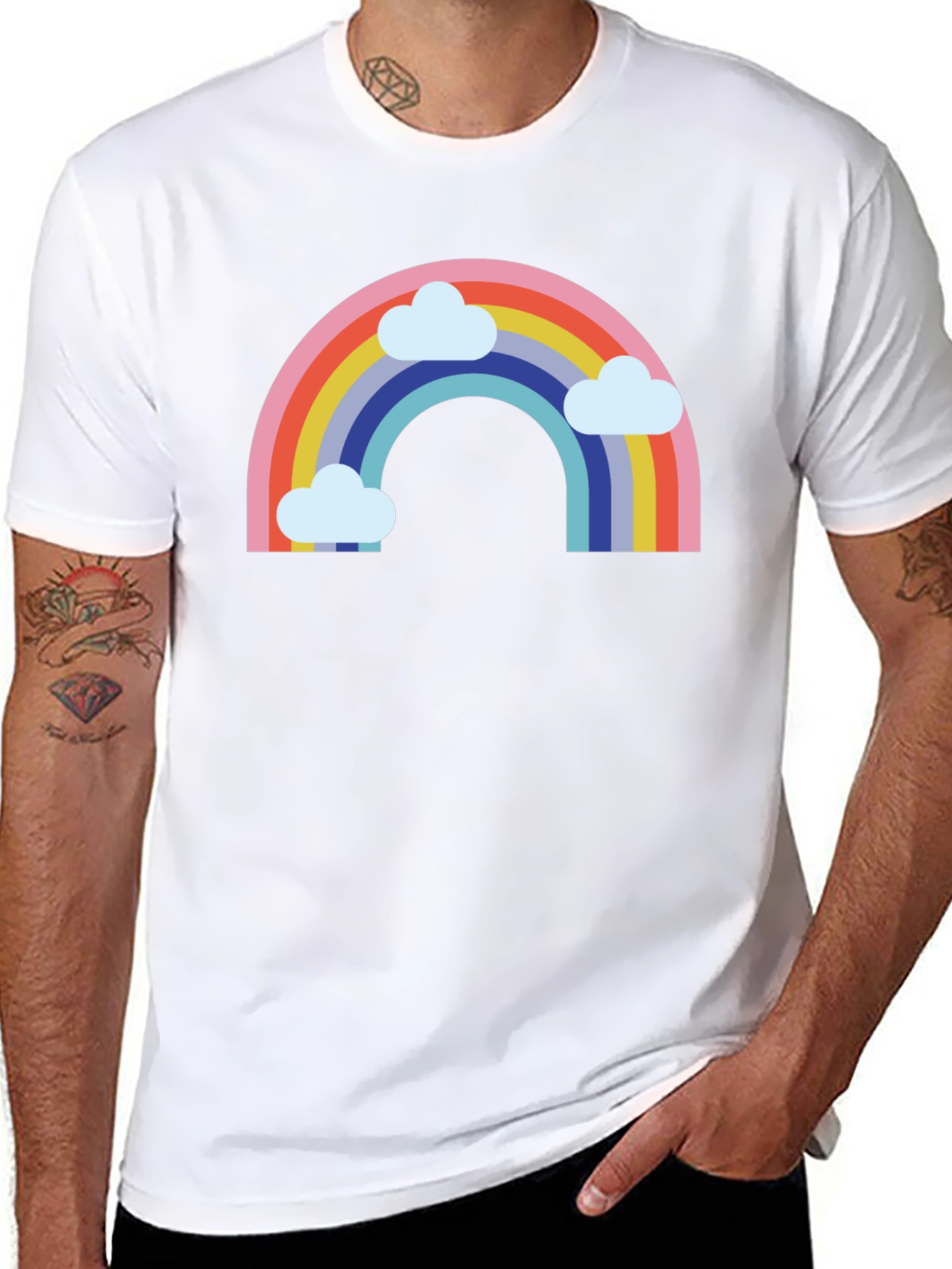Rainbow & Clouds Graphic Tee - Black T-Shirt