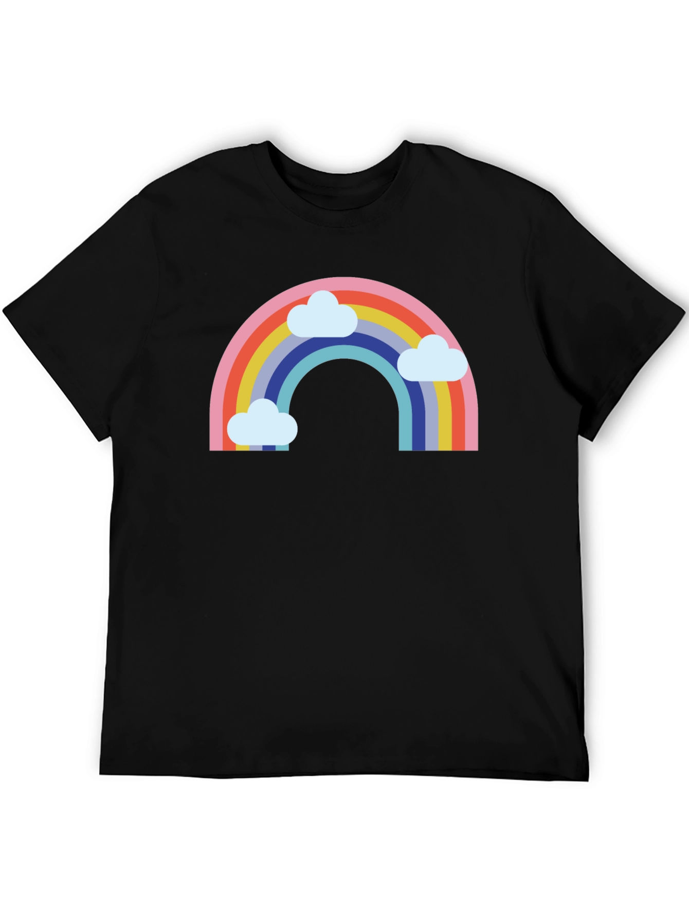 Rainbow & Clouds Graphic Tee - Black T-Shirt