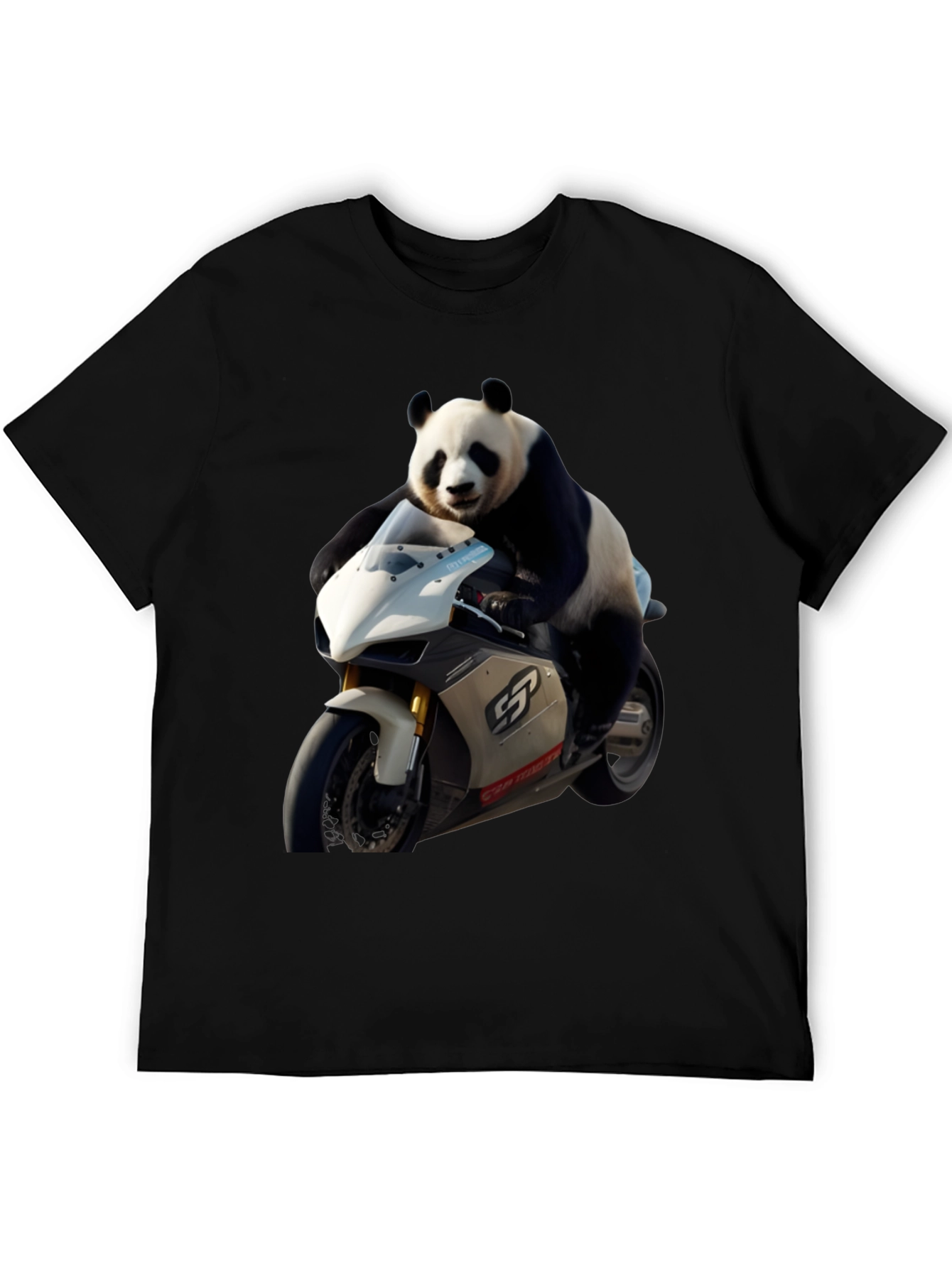 Panda Biker Black T-Shirt