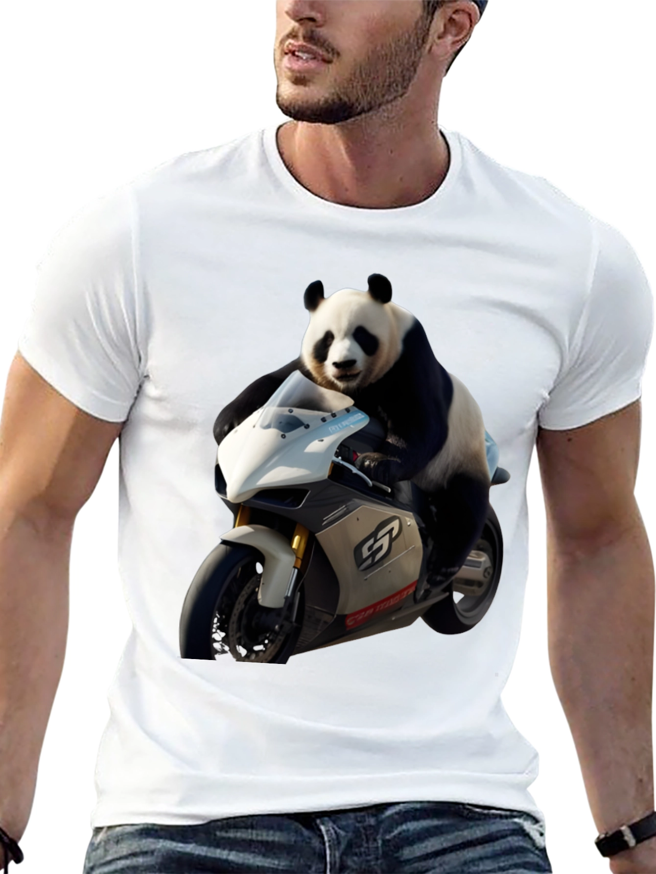 Panda Biker Black T-Shirt