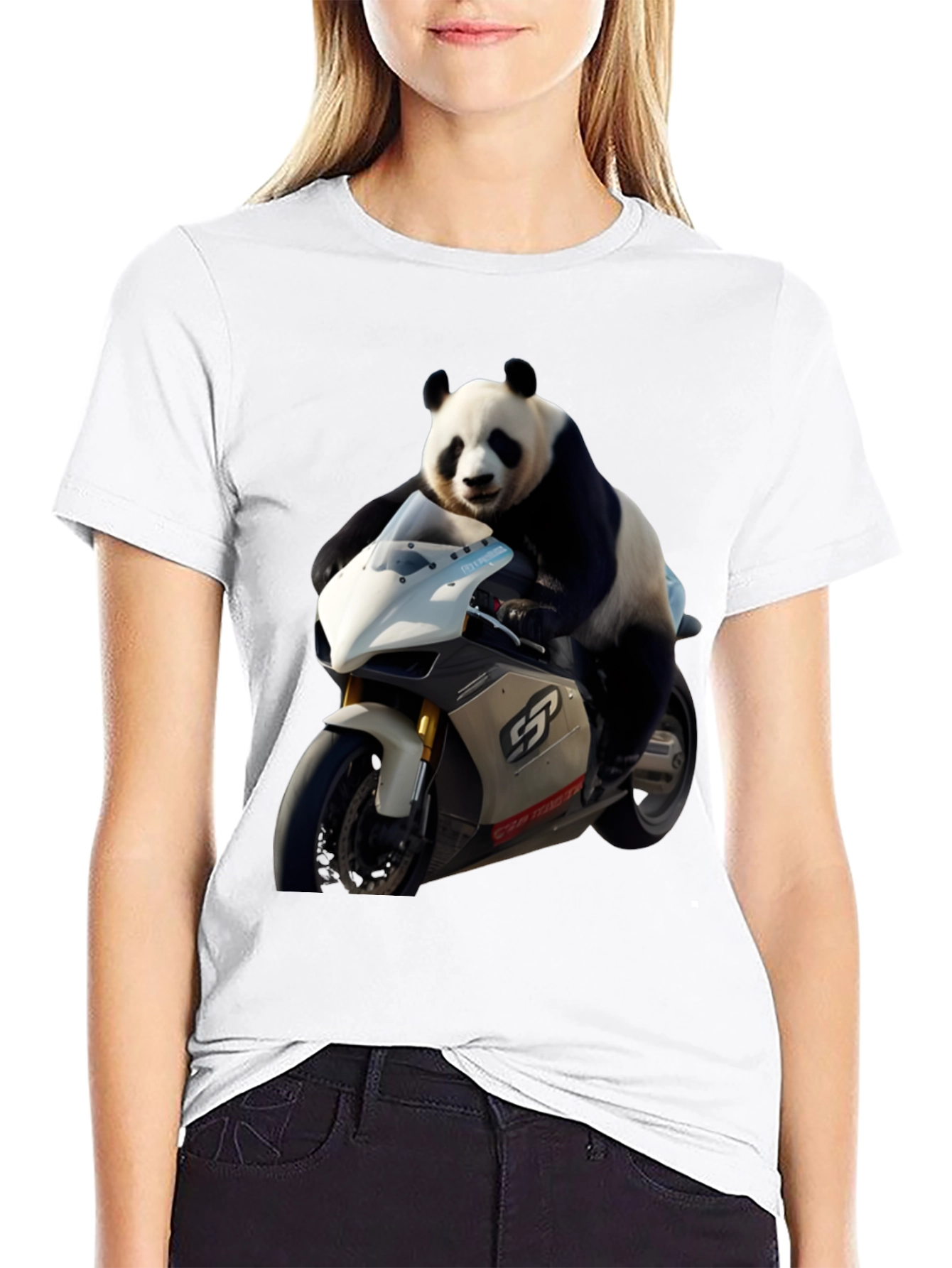 Panda Biker Black T-Shirt