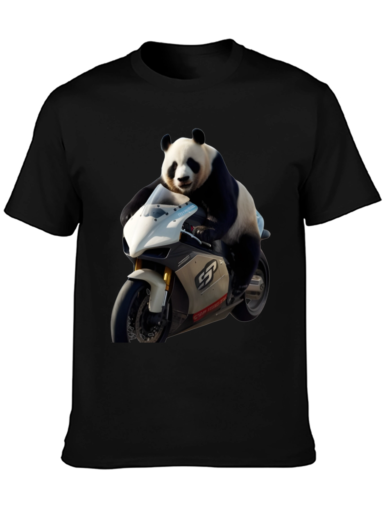 Panda Biker Black T-Shirt