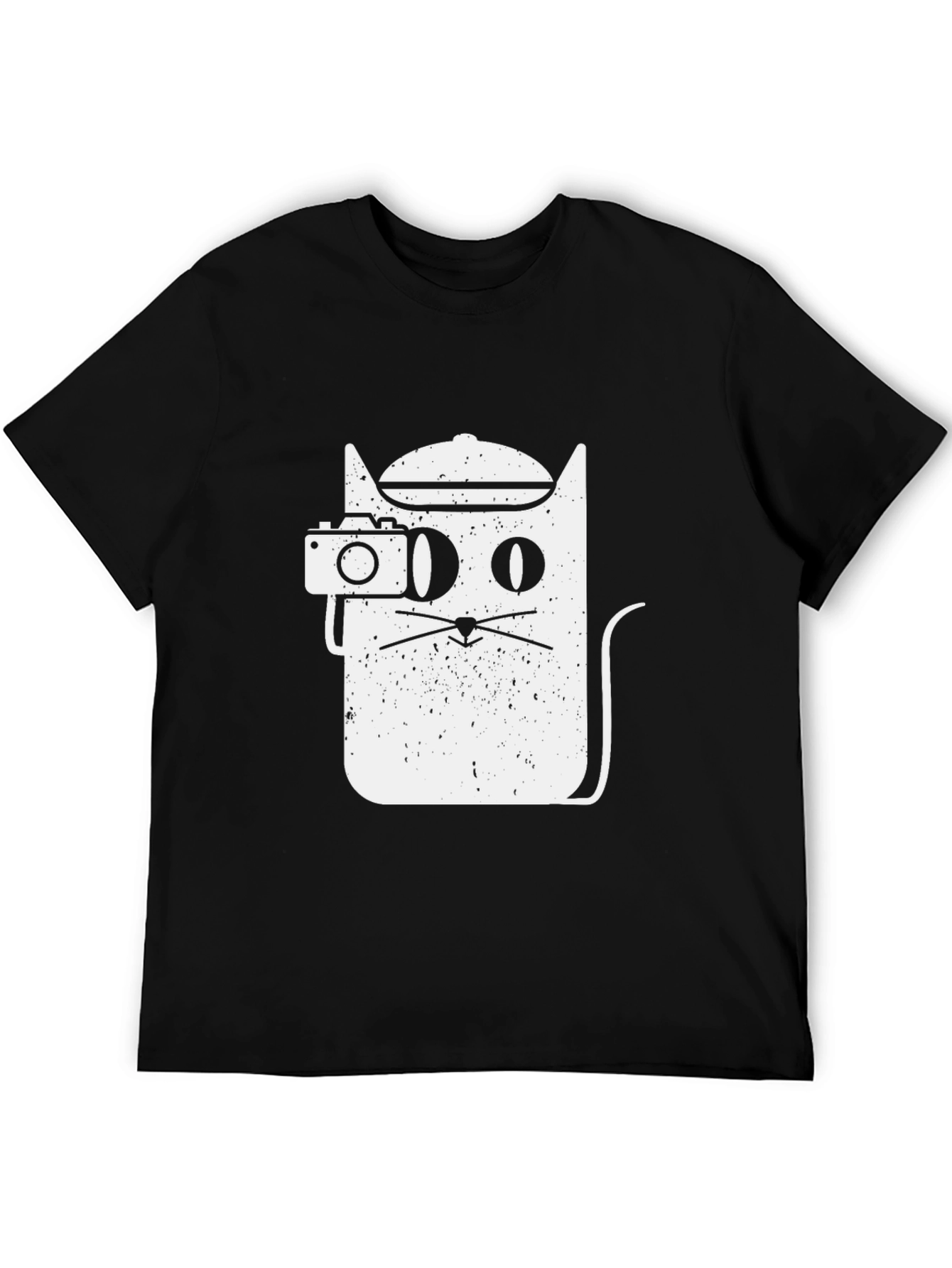 Cool Cat Photographer Graphic Tee - Unisex Black T-Shirt