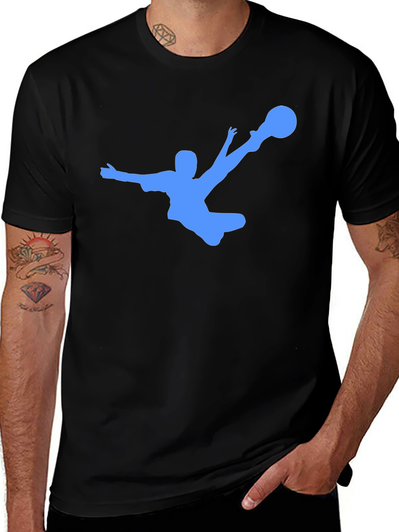Soccer Kick Black T-Shirt - Cool Graphic Tee