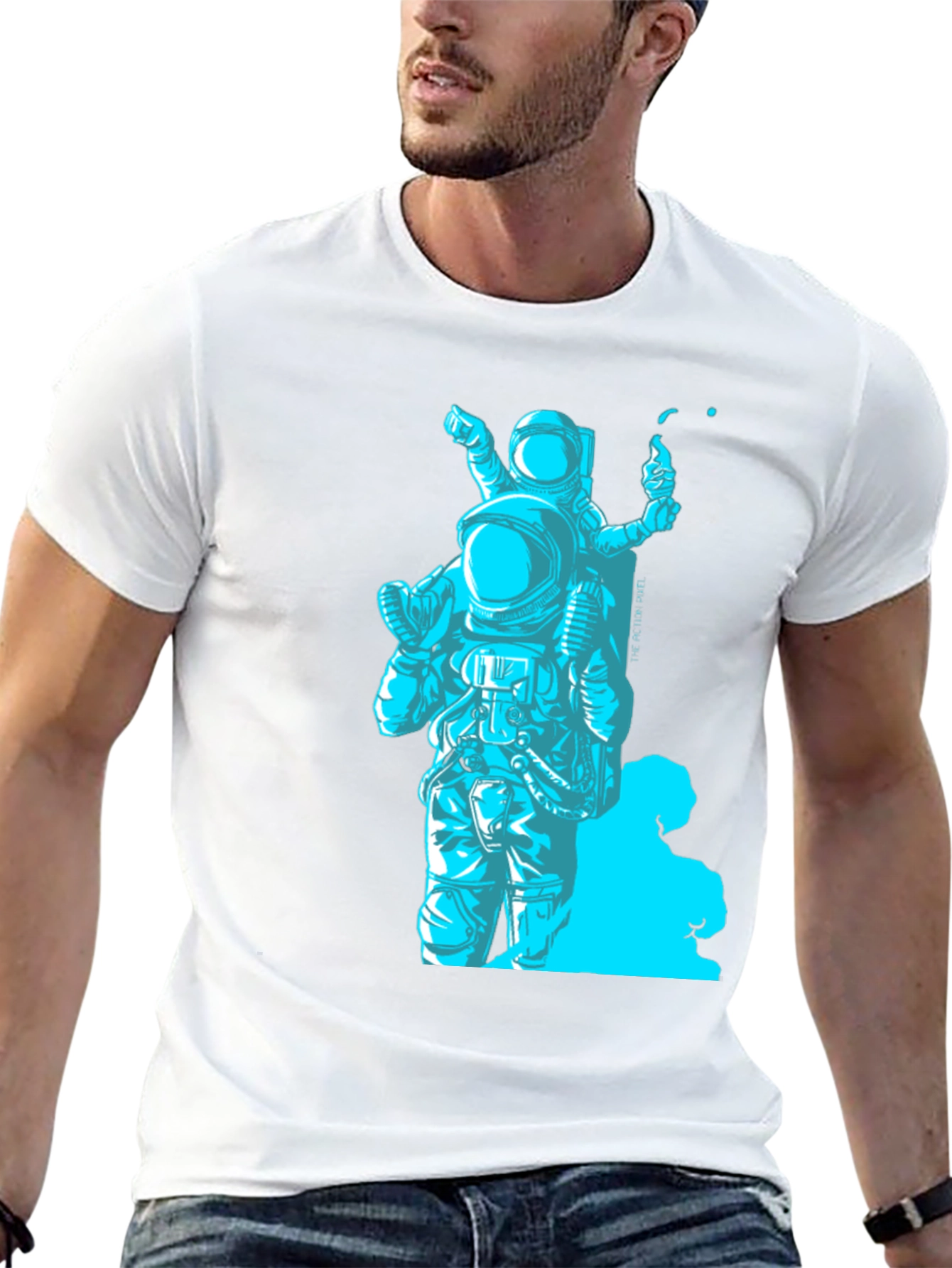 Astronaut Graphic T-Shirt - Black Crew Neck Tee