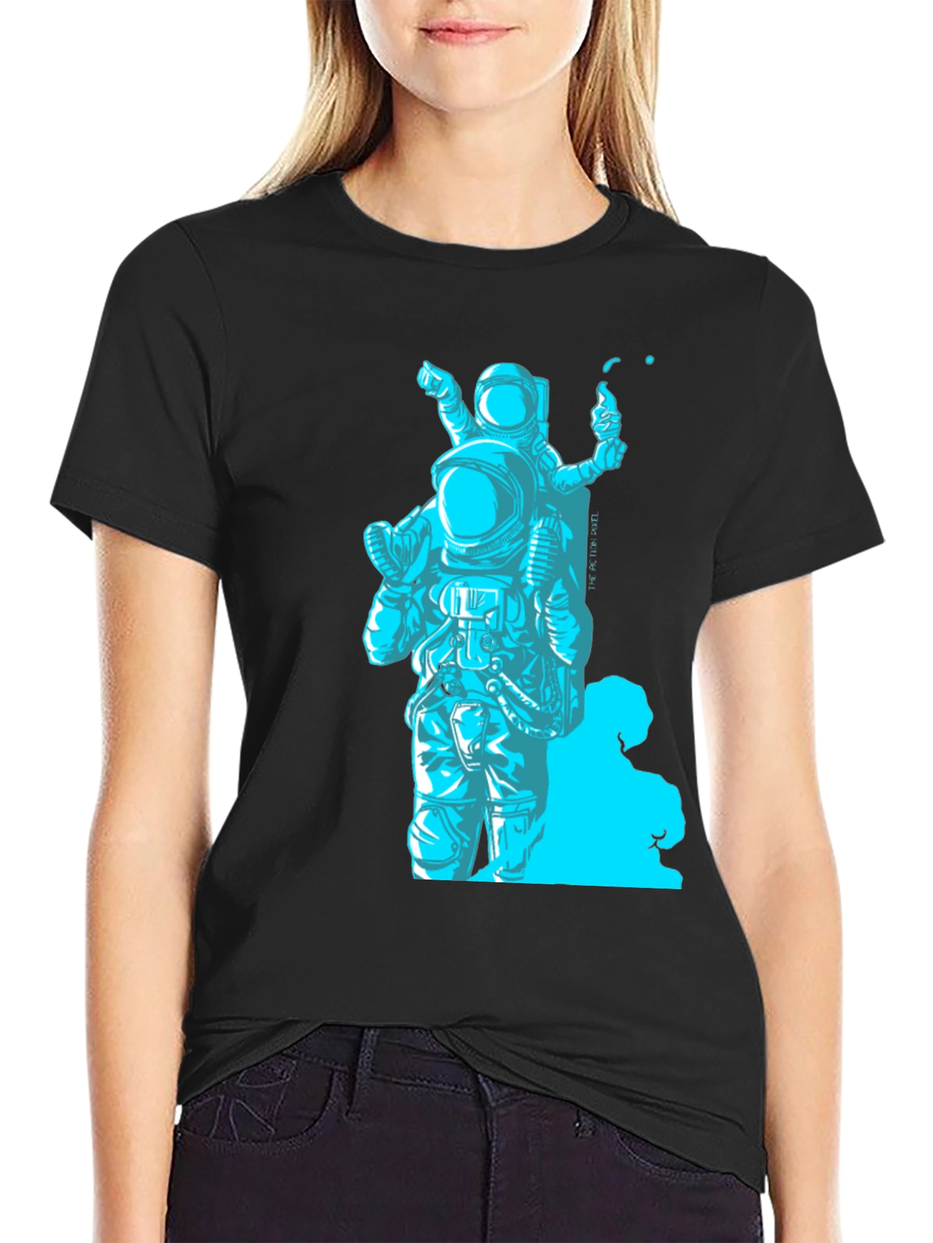 Astronaut Graphic T-Shirt - Black Crew Neck Tee