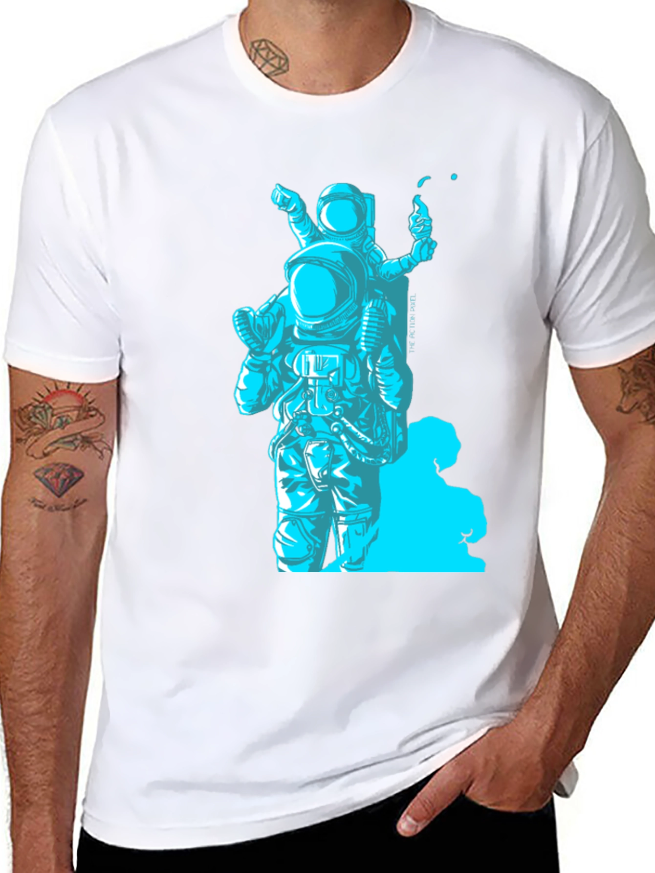 Astronaut Graphic T-Shirt - Black Crew Neck Tee