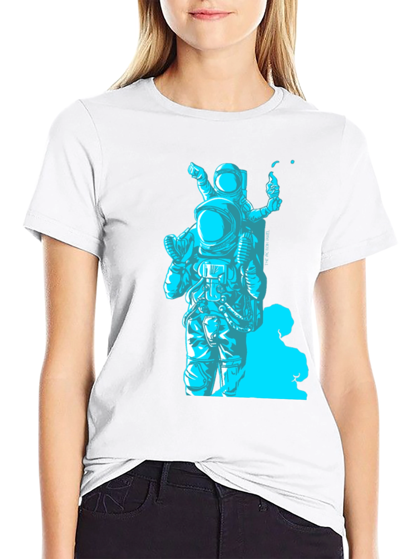 Astronaut Graphic T-Shirt - Black Crew Neck Tee