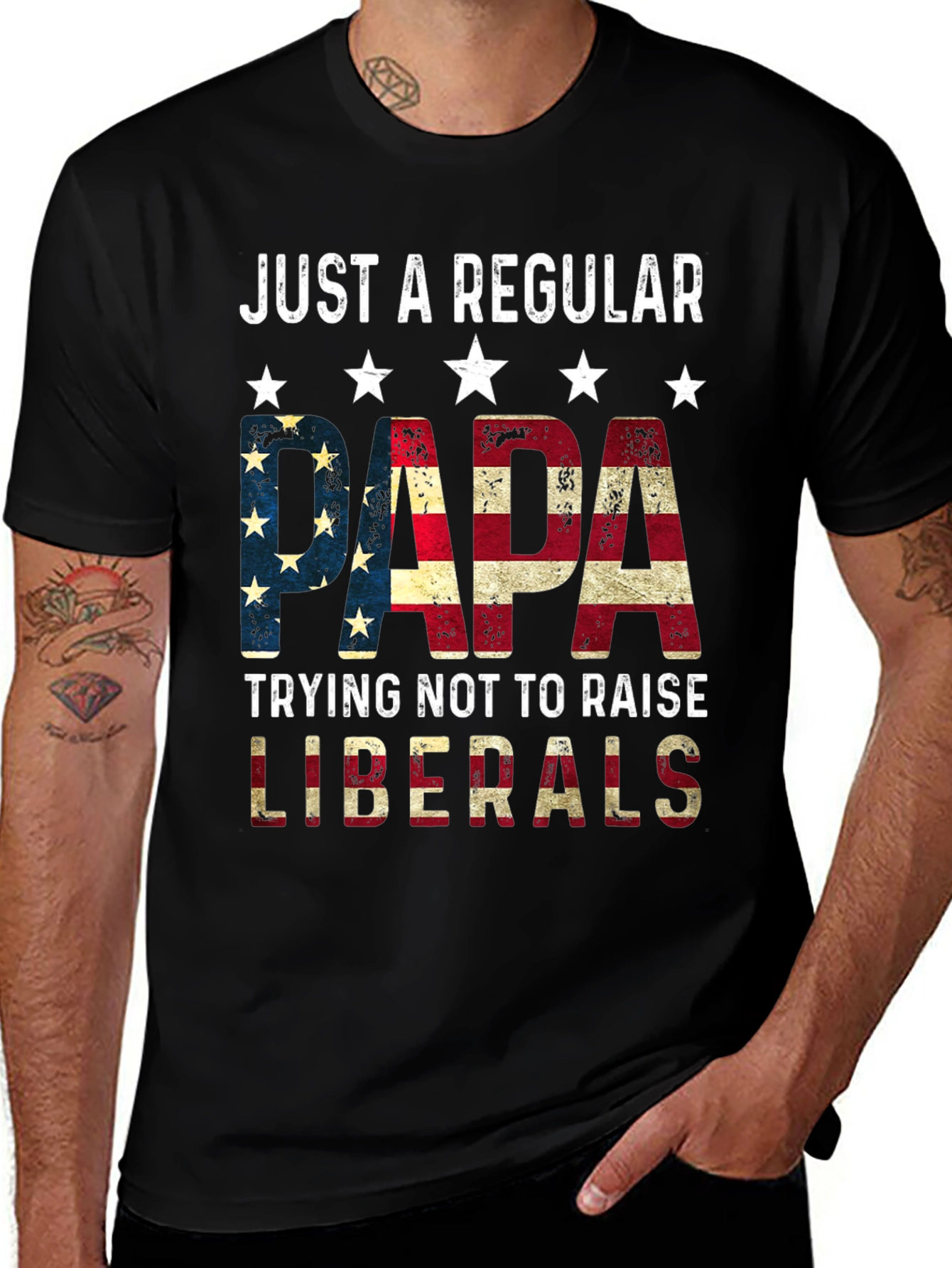 Regular Papa USA Flag Graphic Tee