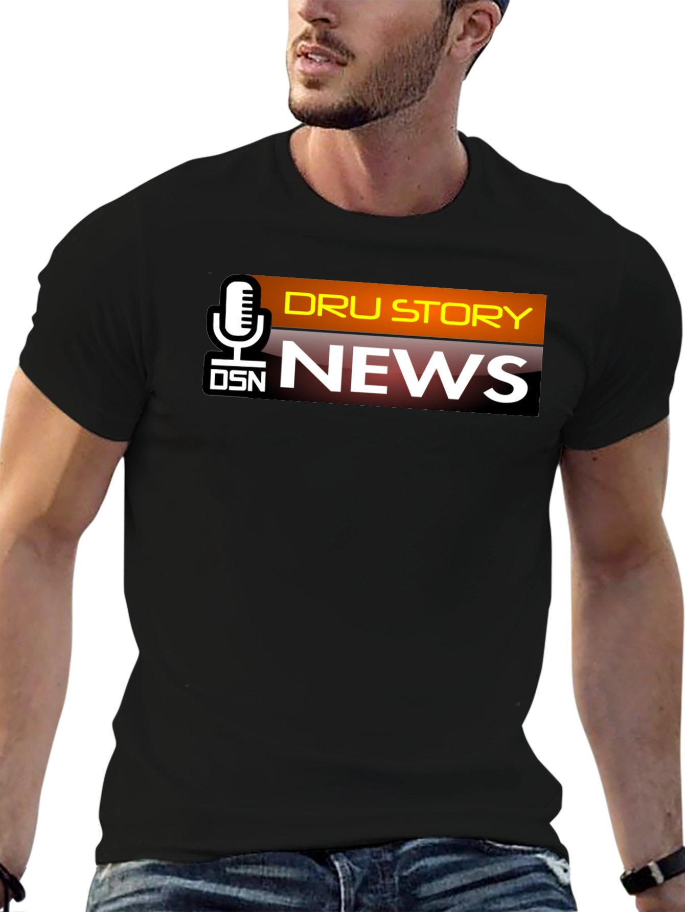 DSN Dru Story News Black T-Shirt