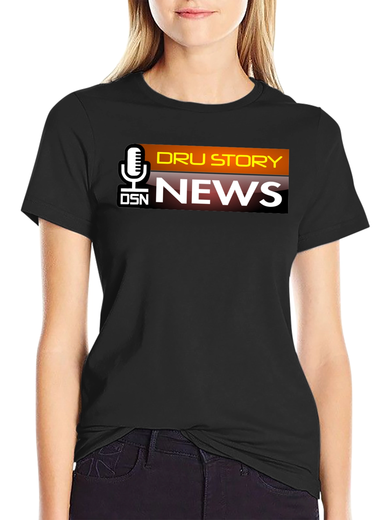 DSN Dru Story News Black T-Shirt