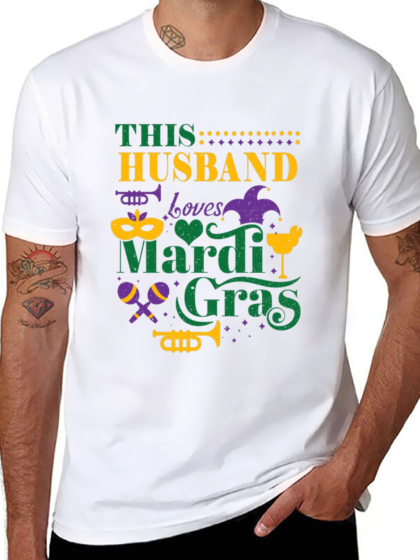 Husband Mardi Gras T-Shirt - Fun Carnival Tee