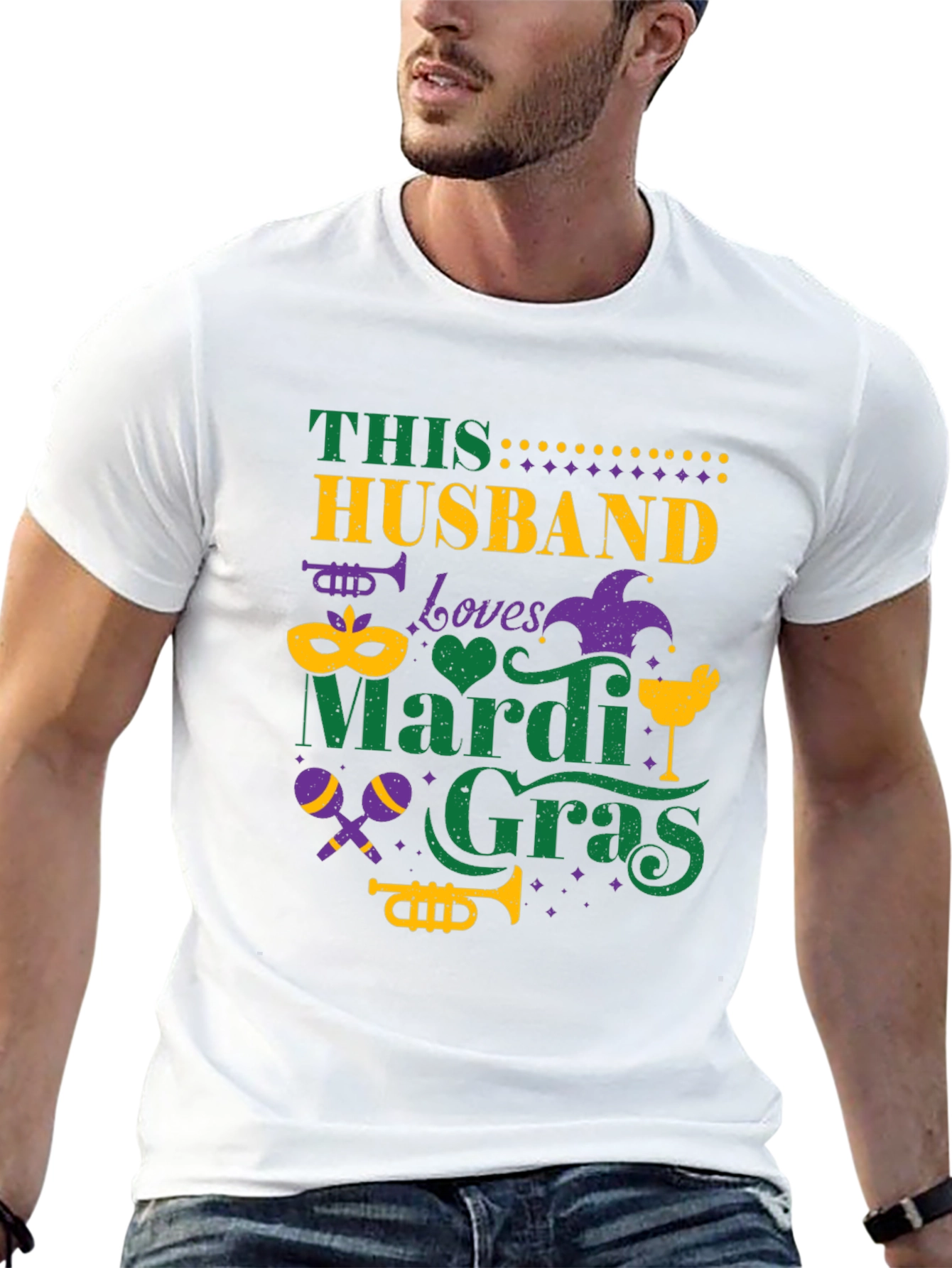 Husband Mardi Gras T-Shirt - Fun Carnival Tee