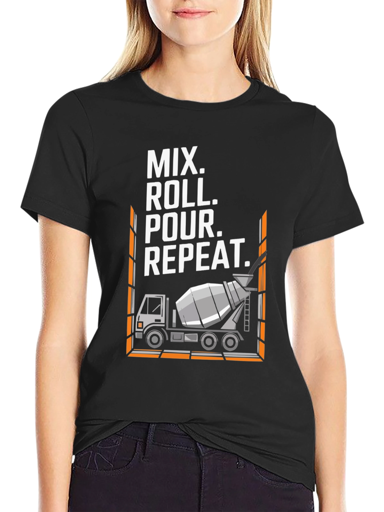 Mix Roll Pour Repeat T-Shirt Concrete Truck Construction