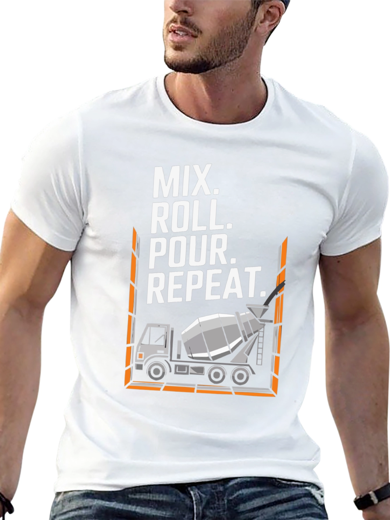 Mix Roll Pour Repeat T-Shirt Concrete Truck Construction