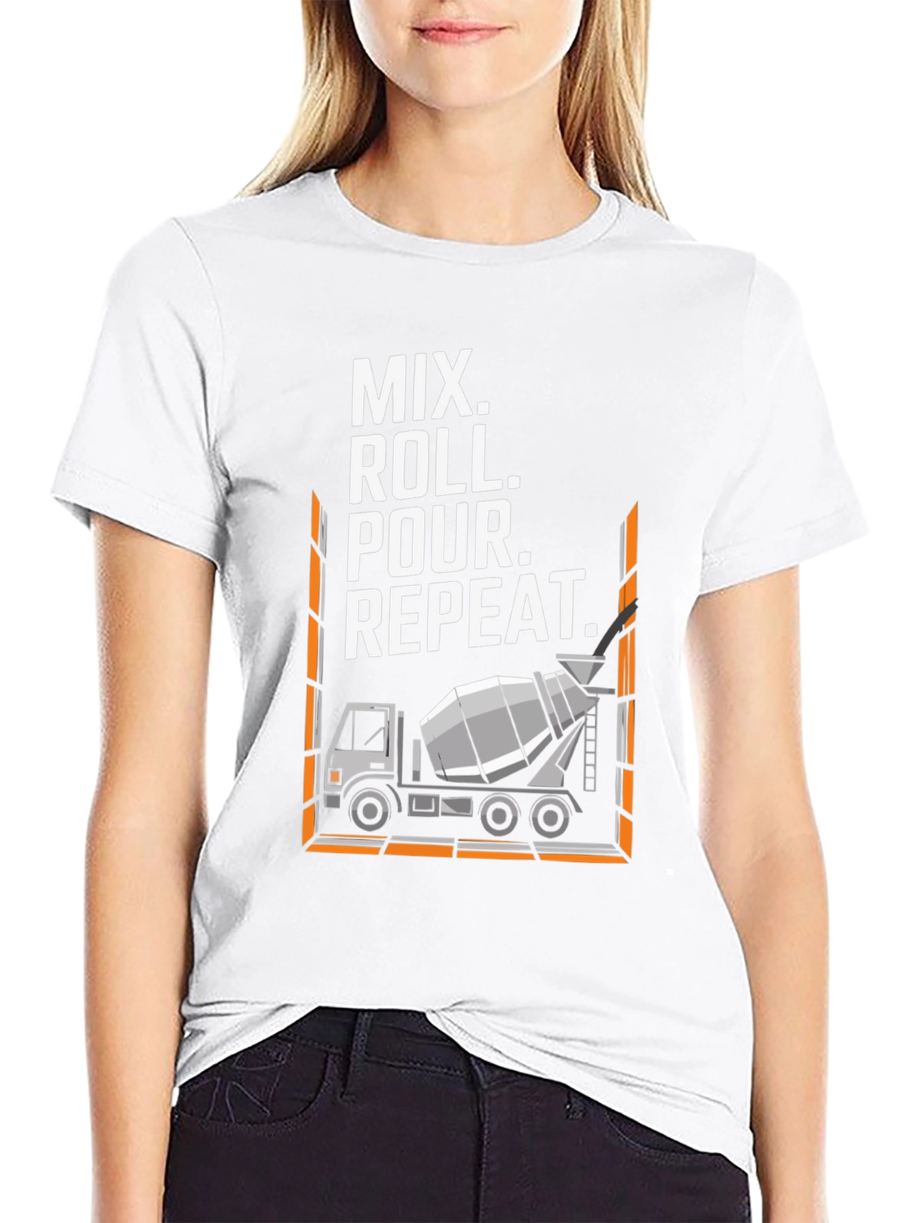 Mix Roll Pour Repeat T-Shirt Concrete Truck Construction