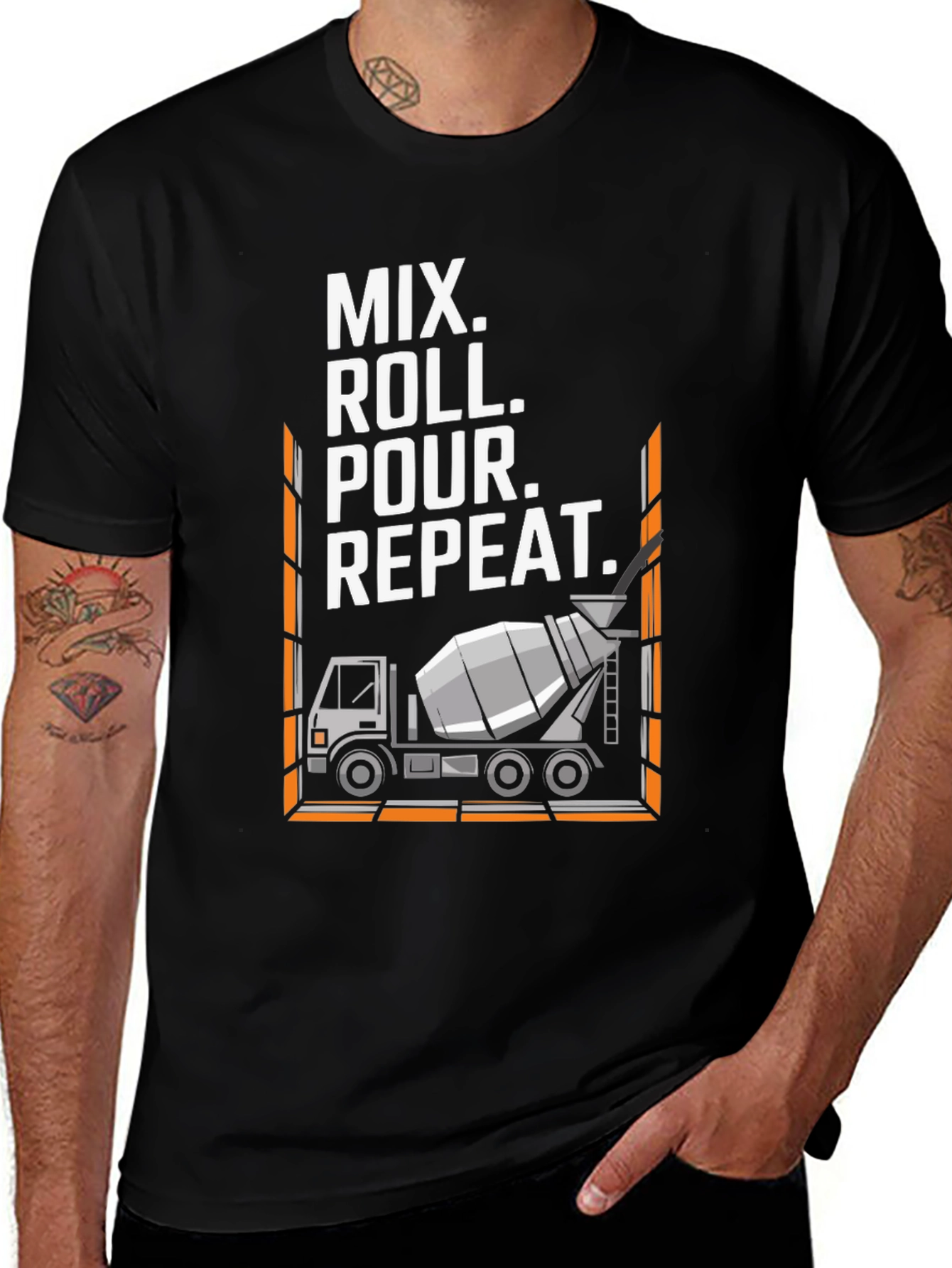 Mix Roll Pour Repeat T-Shirt Concrete Truck Construction