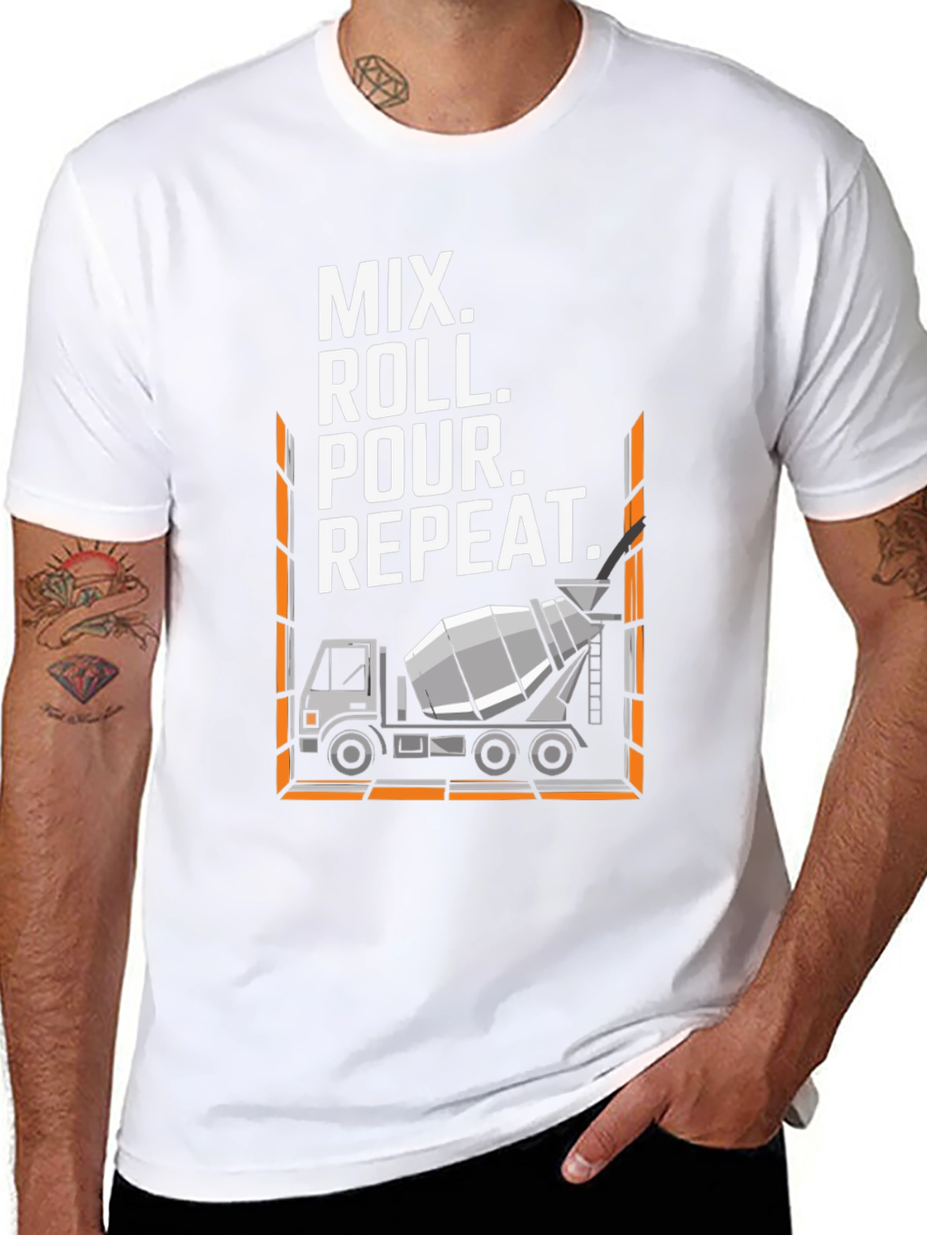 Mix Roll Pour Repeat T-Shirt Concrete Truck Construction
