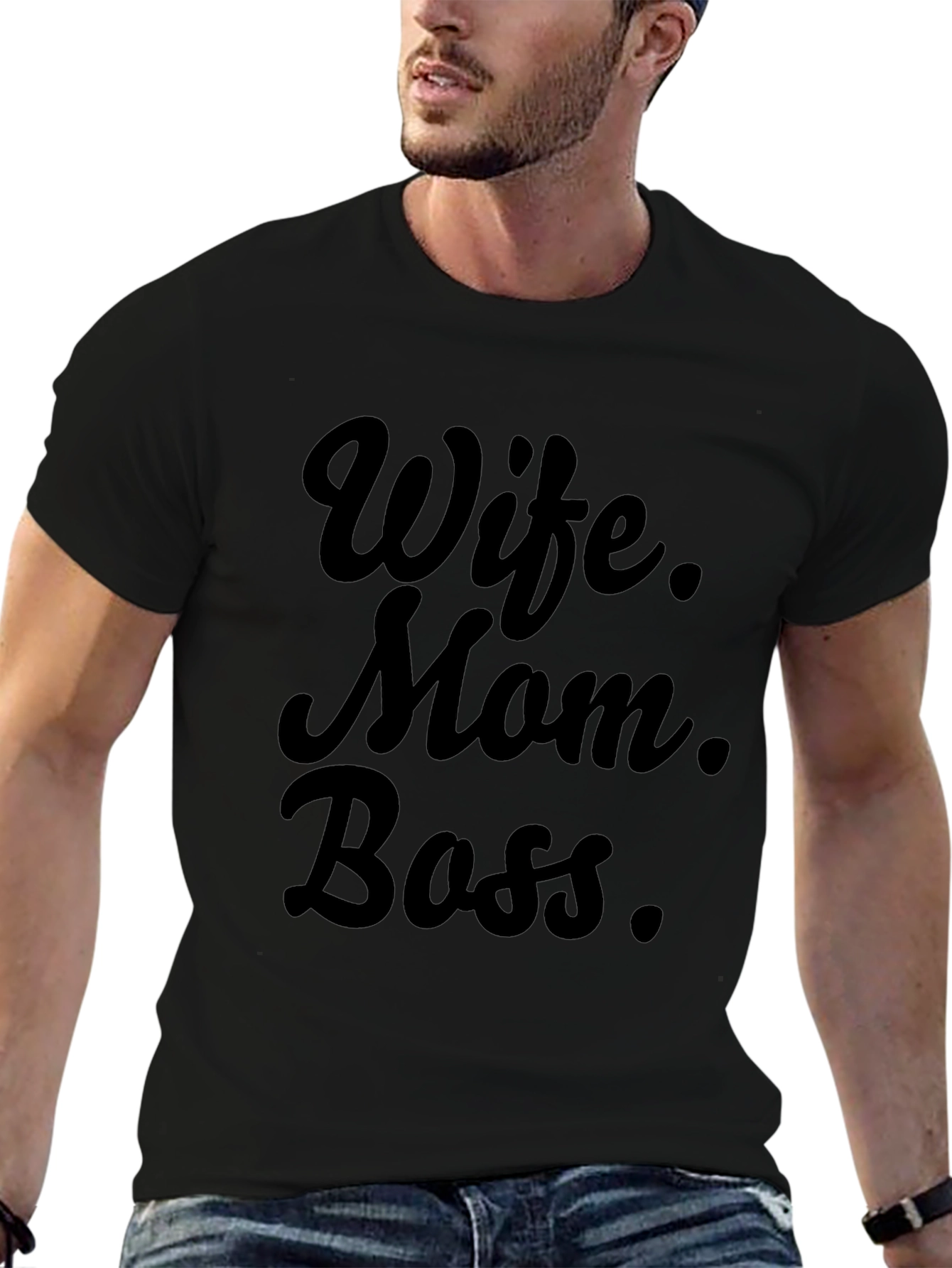 Wife Mom Boss Graphic Tee - Black