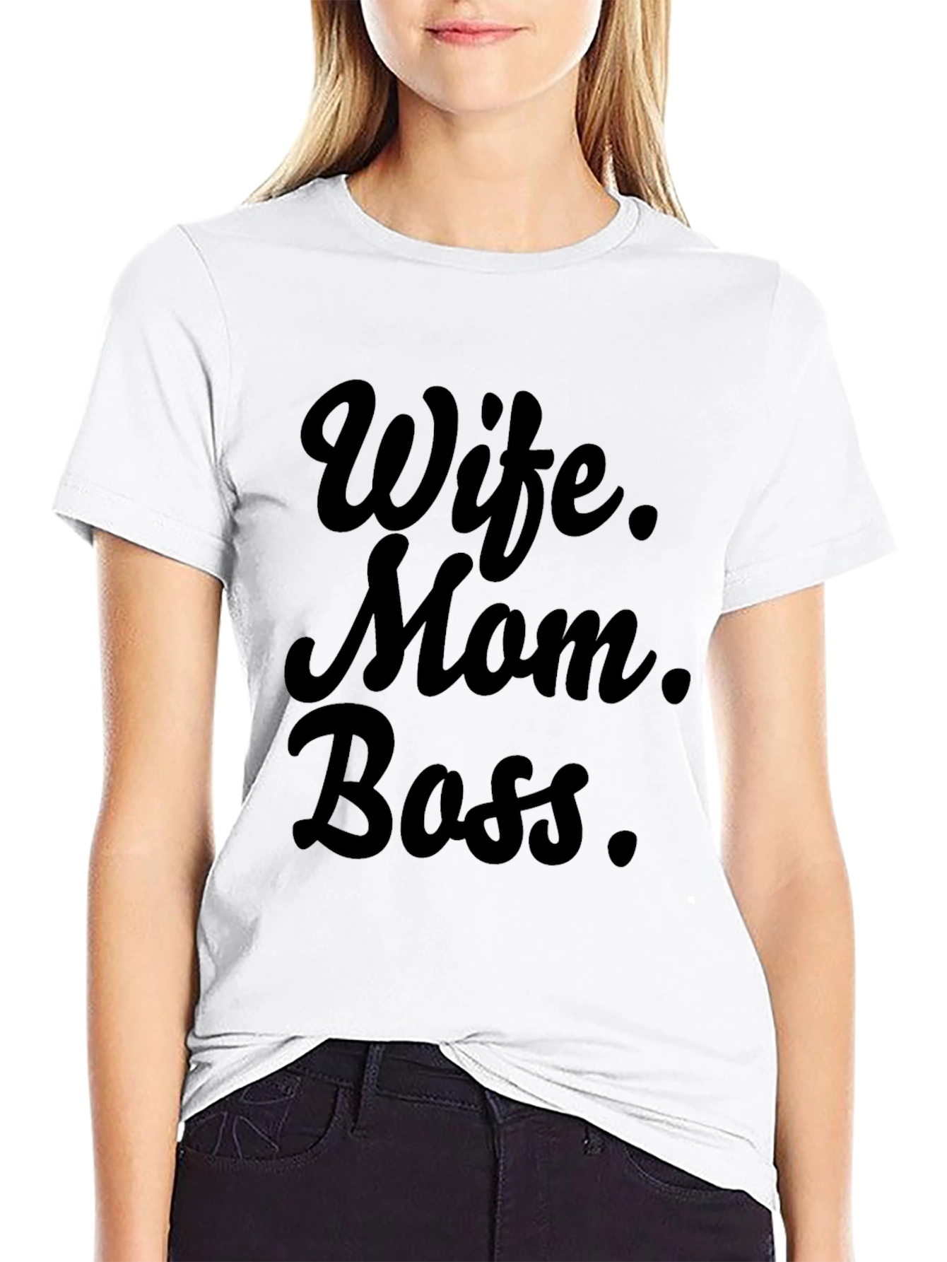 Wife Mom Boss Graphic Tee - Black