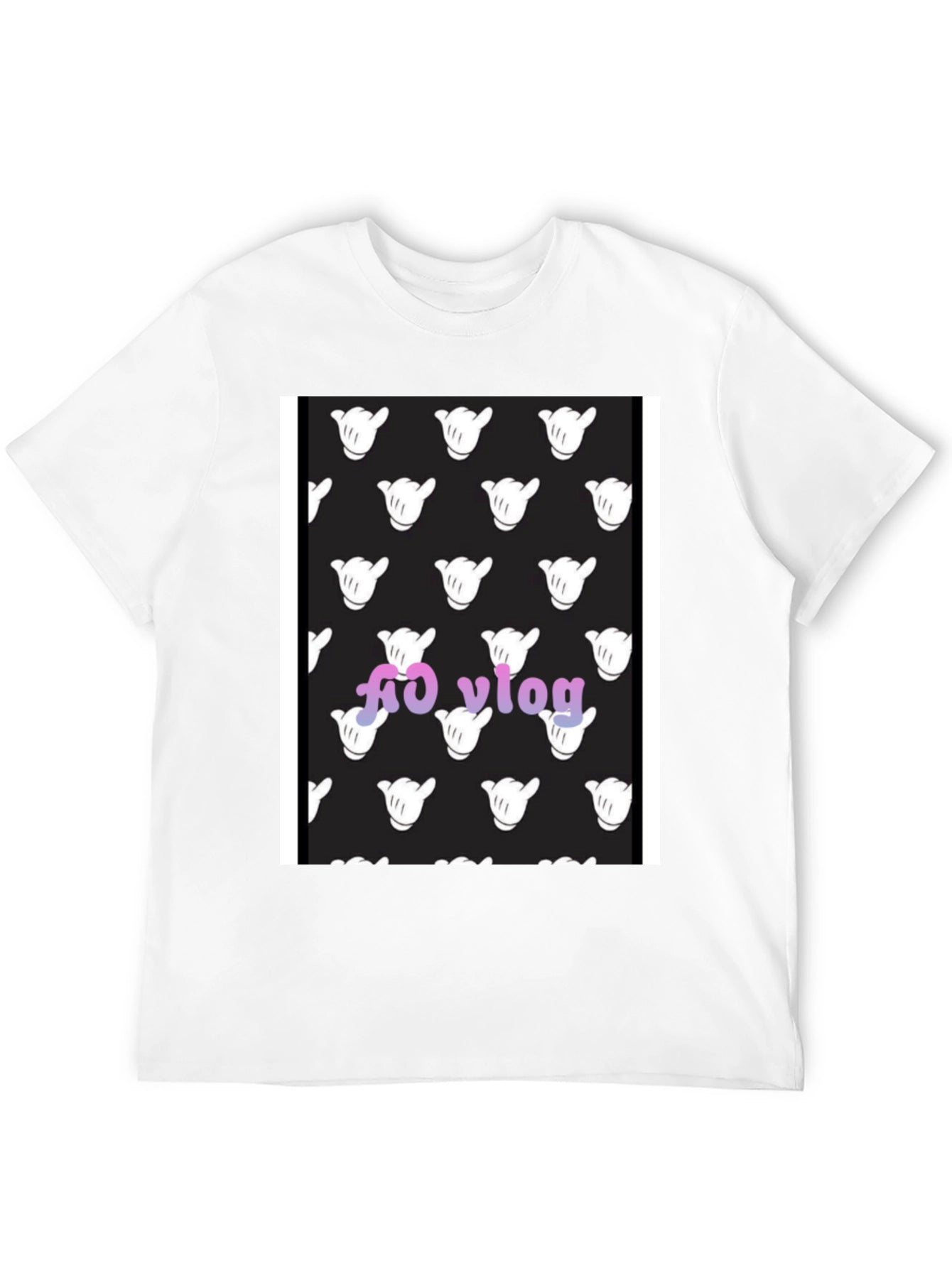 Black T-Shirt with Hang Loose Hand Pattern