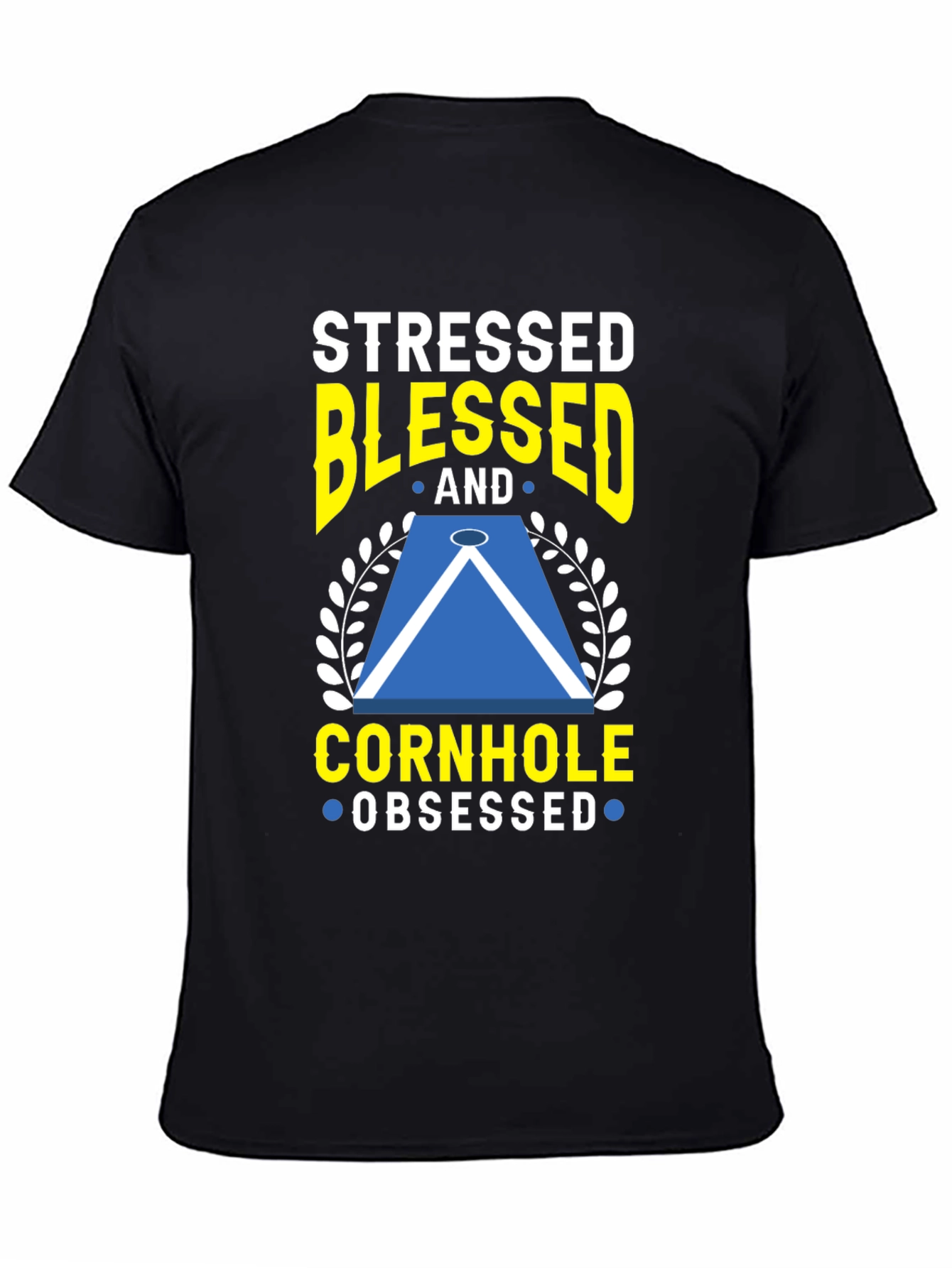 Stressed Blessed Cornhole Obsessed Graphic Tee