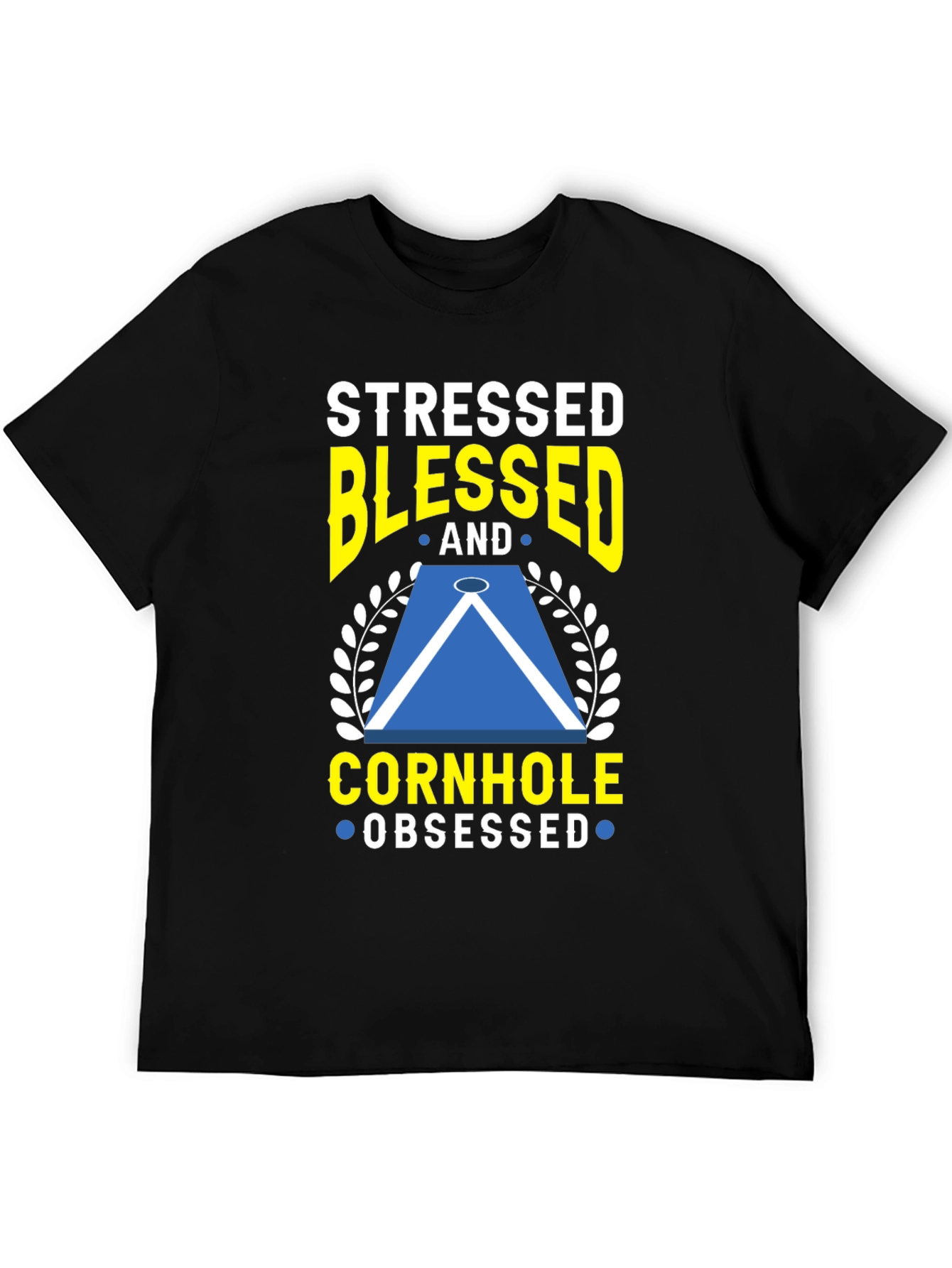 Stressed Blessed Cornhole Obsessed Graphic Tee