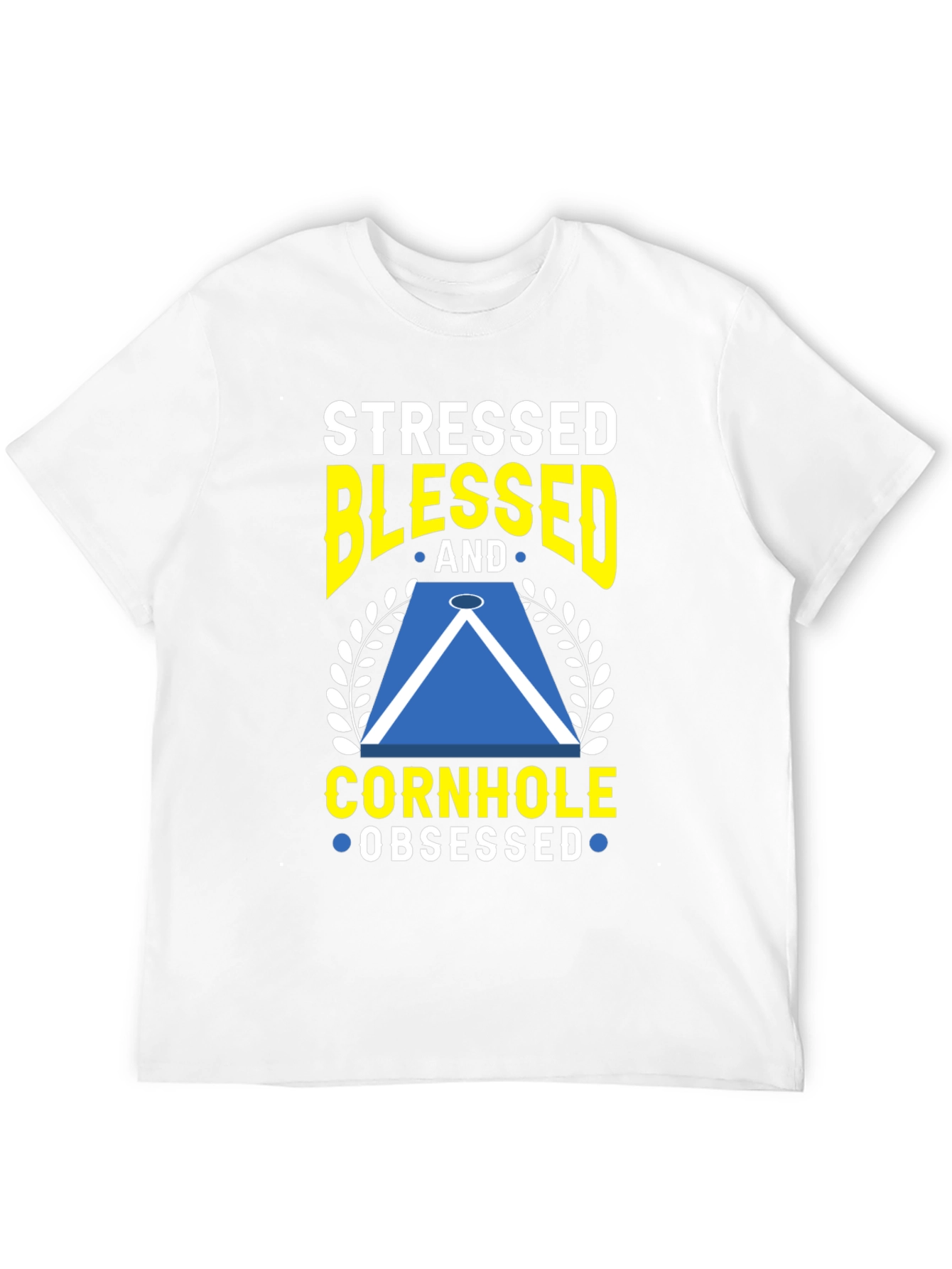 Stressed Blessed Cornhole Obsessed Graphic Tee