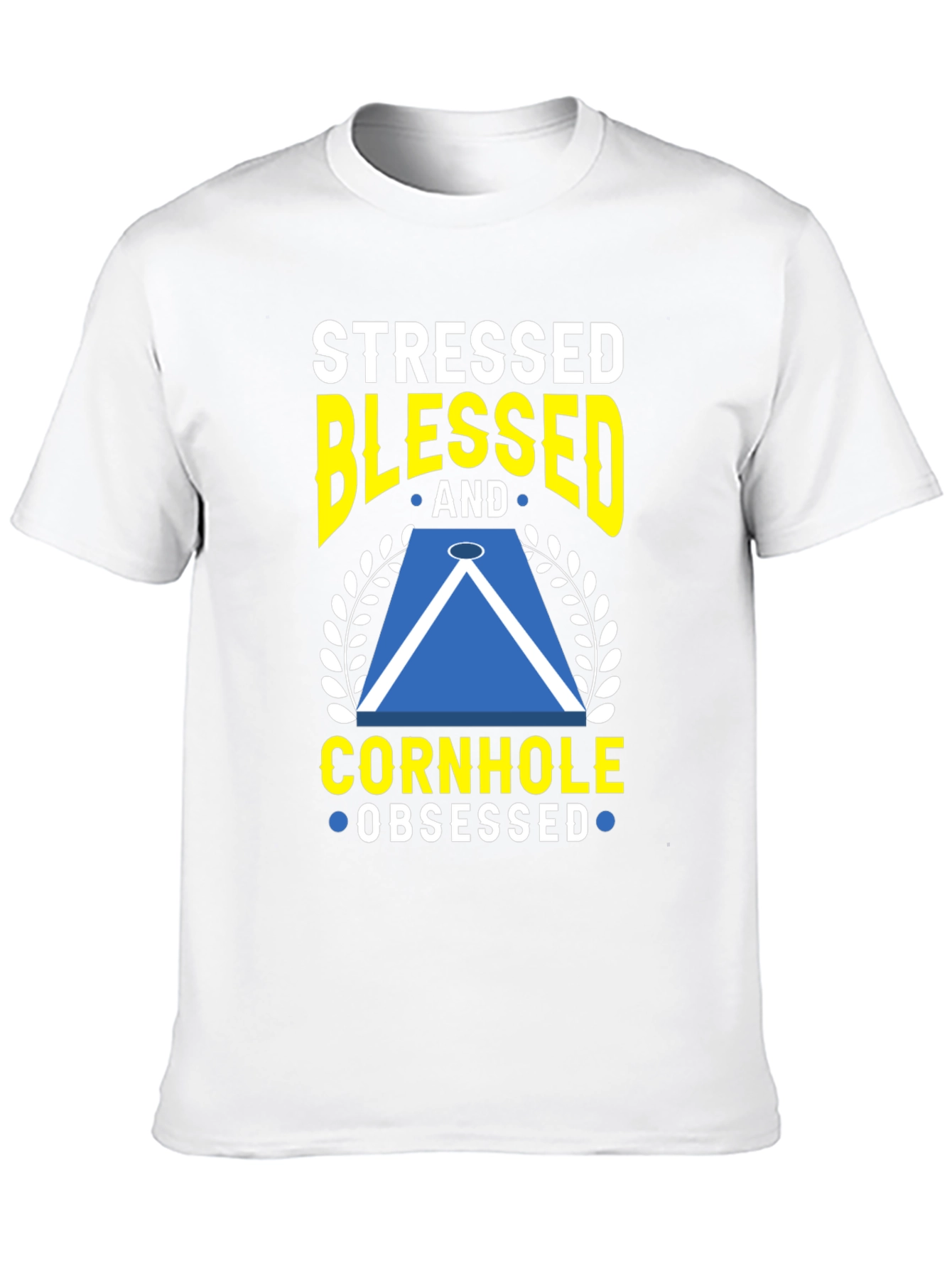 Stressed Blessed Cornhole Obsessed Graphic Tee