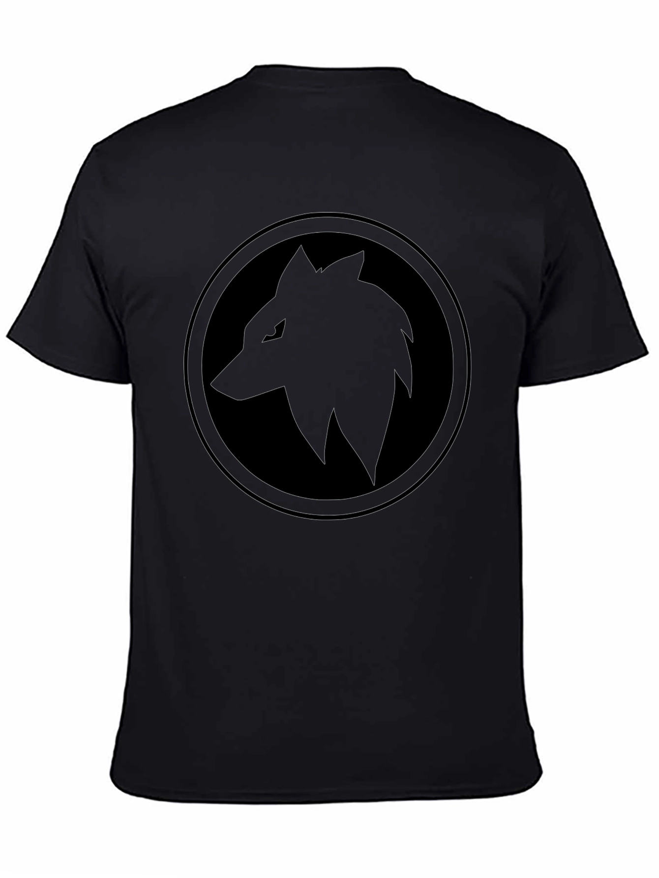 Black Wolf Circle T-Shirt - Edgy Graphic Tee