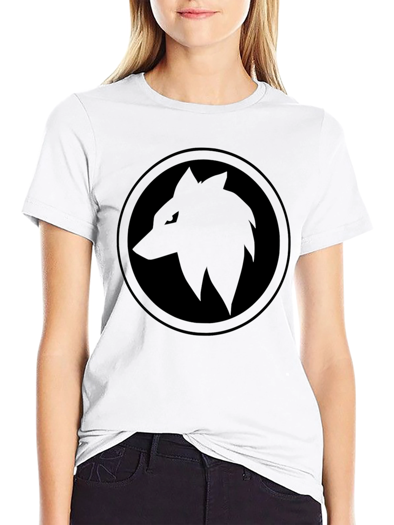 Black Wolf Circle T-Shirt - Edgy Graphic Tee