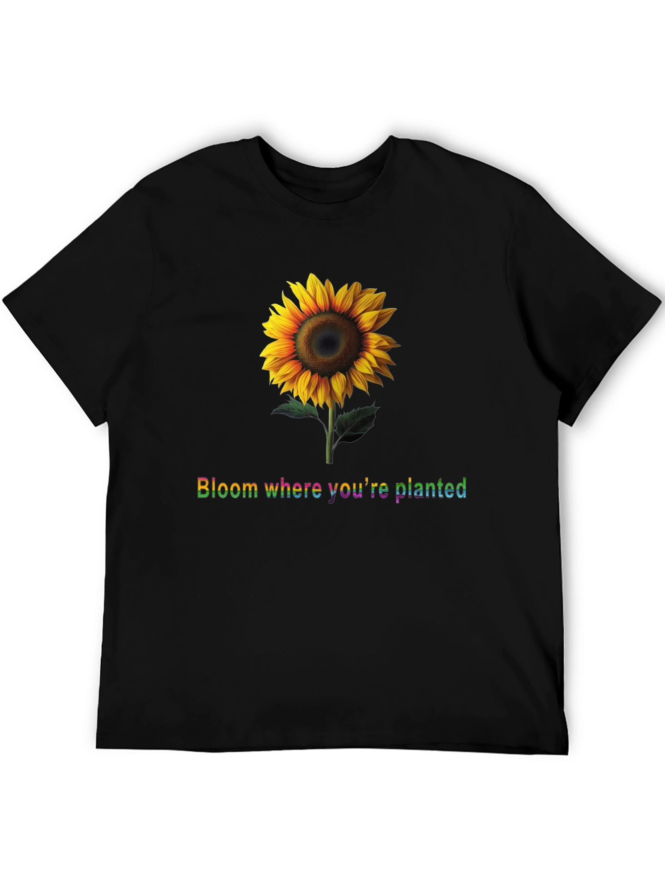 Sunflower Bloom Black T-Shirt