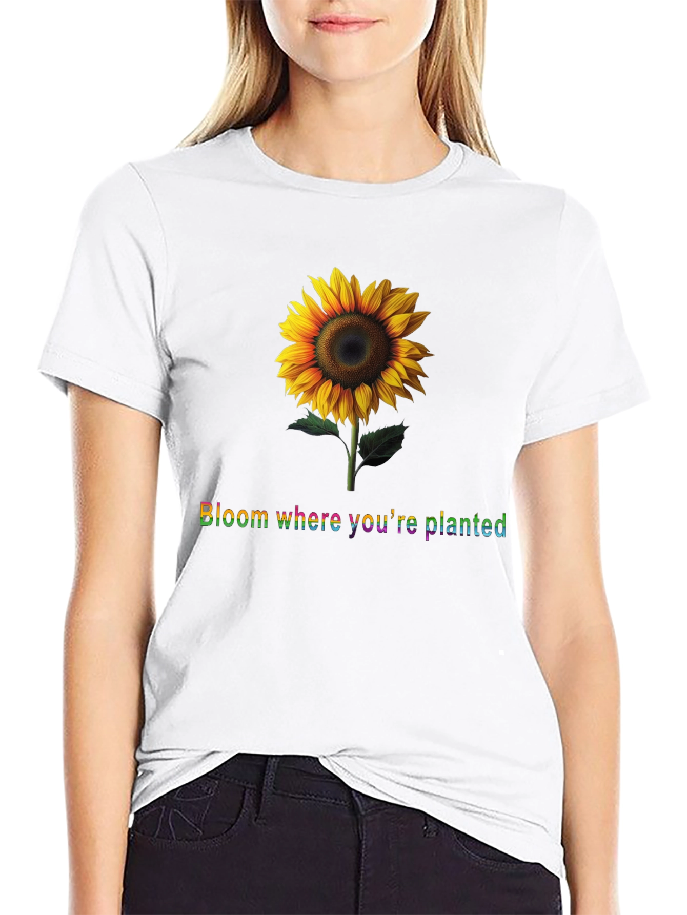 Sunflower Bloom Black T-Shirt