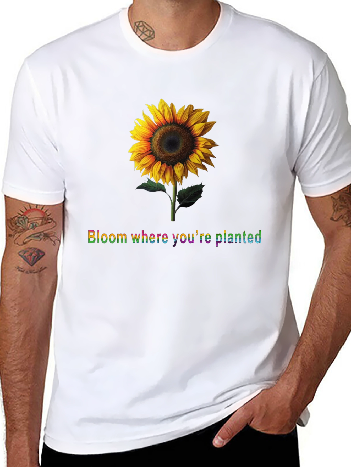 Sunflower Bloom Black T-Shirt