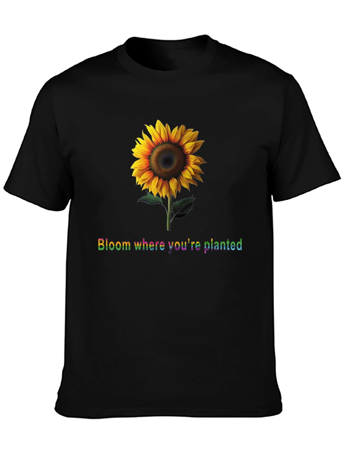 Sunflower Bloom Black T-Shirt