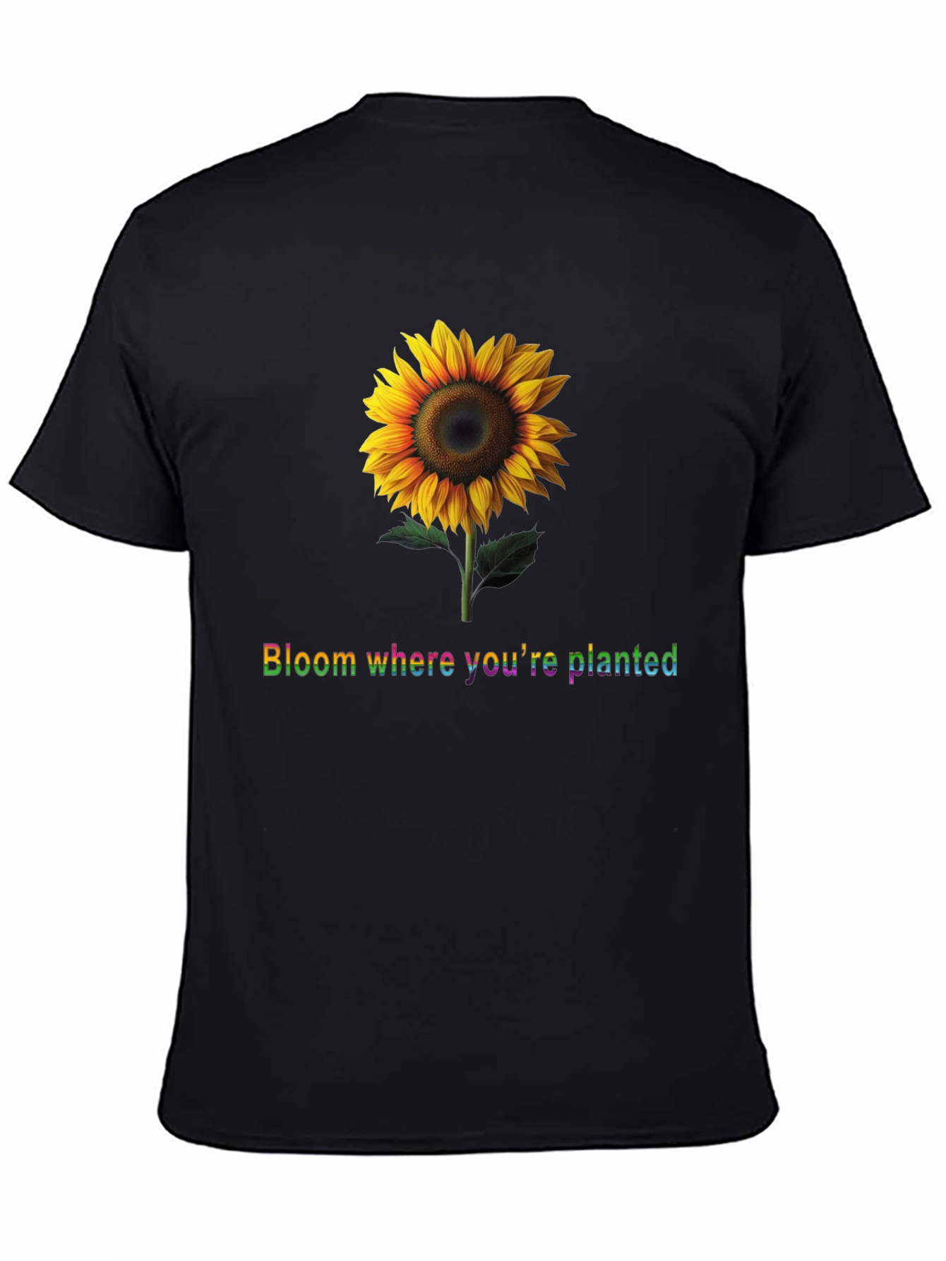 Sunflower Bloom Black T-Shirt